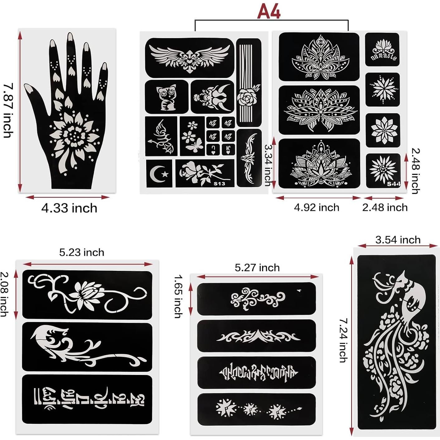 Kit de Plantillas de Tatuaje de Henna Kapopi - 20x11cm