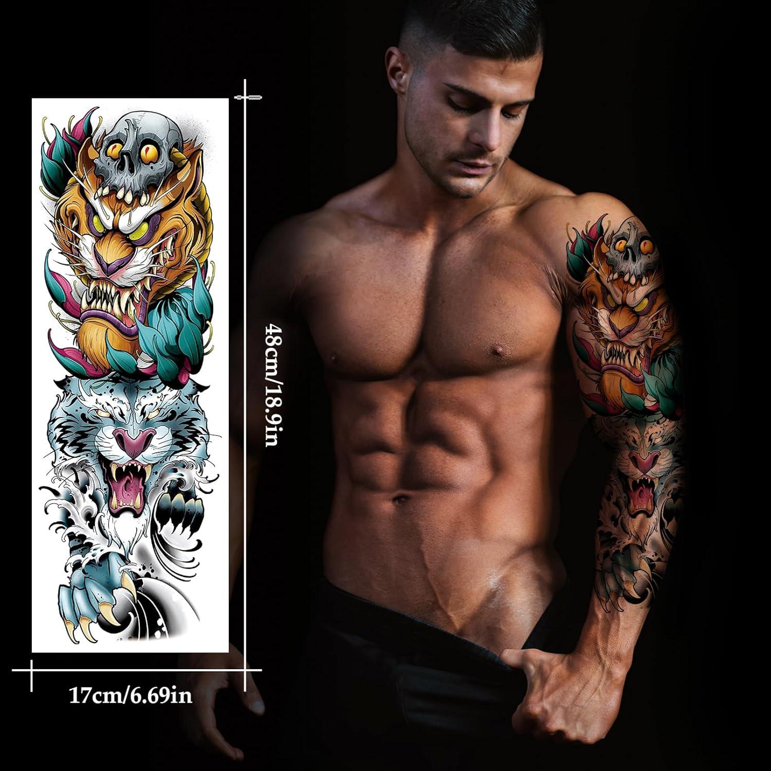 12 Tatuajes Temporales Impermeables de Brazo Completo VERKSTAD