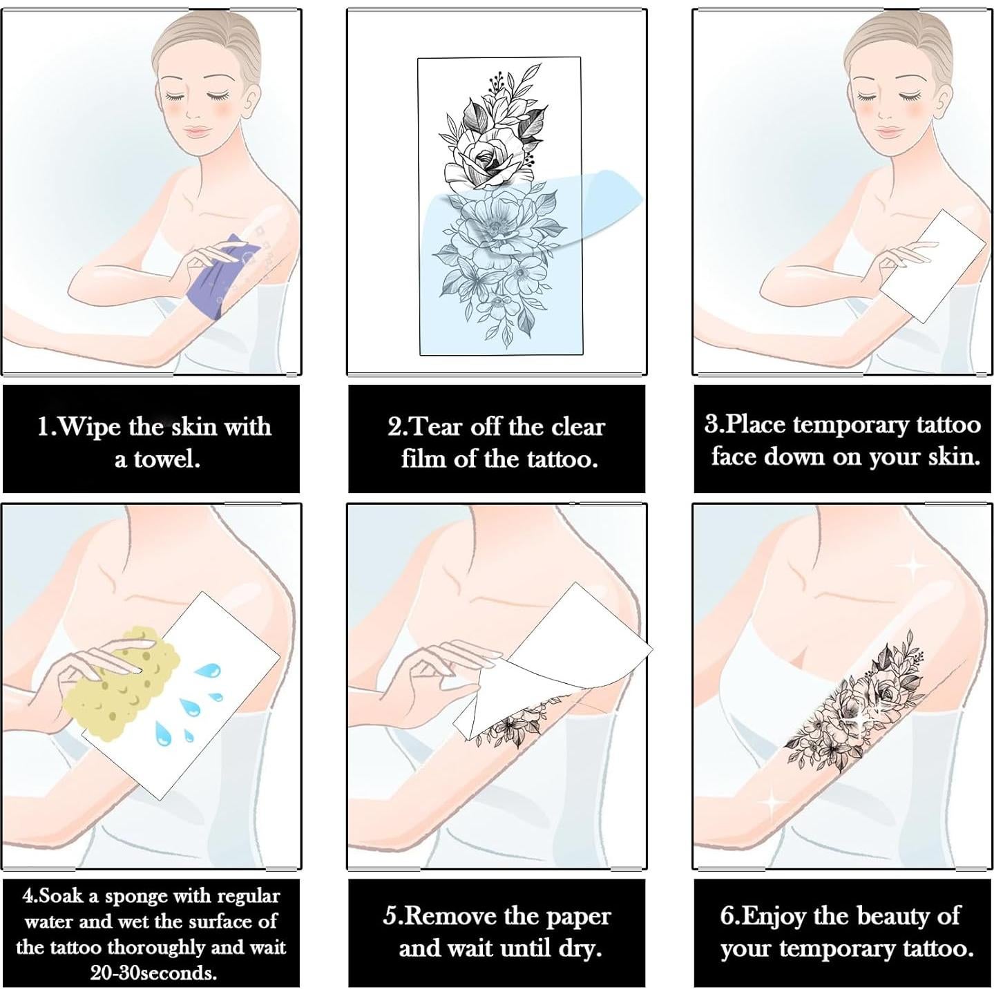 12 Tatuajes Temporales Impermeables de Brazo Completo VERKSTAD