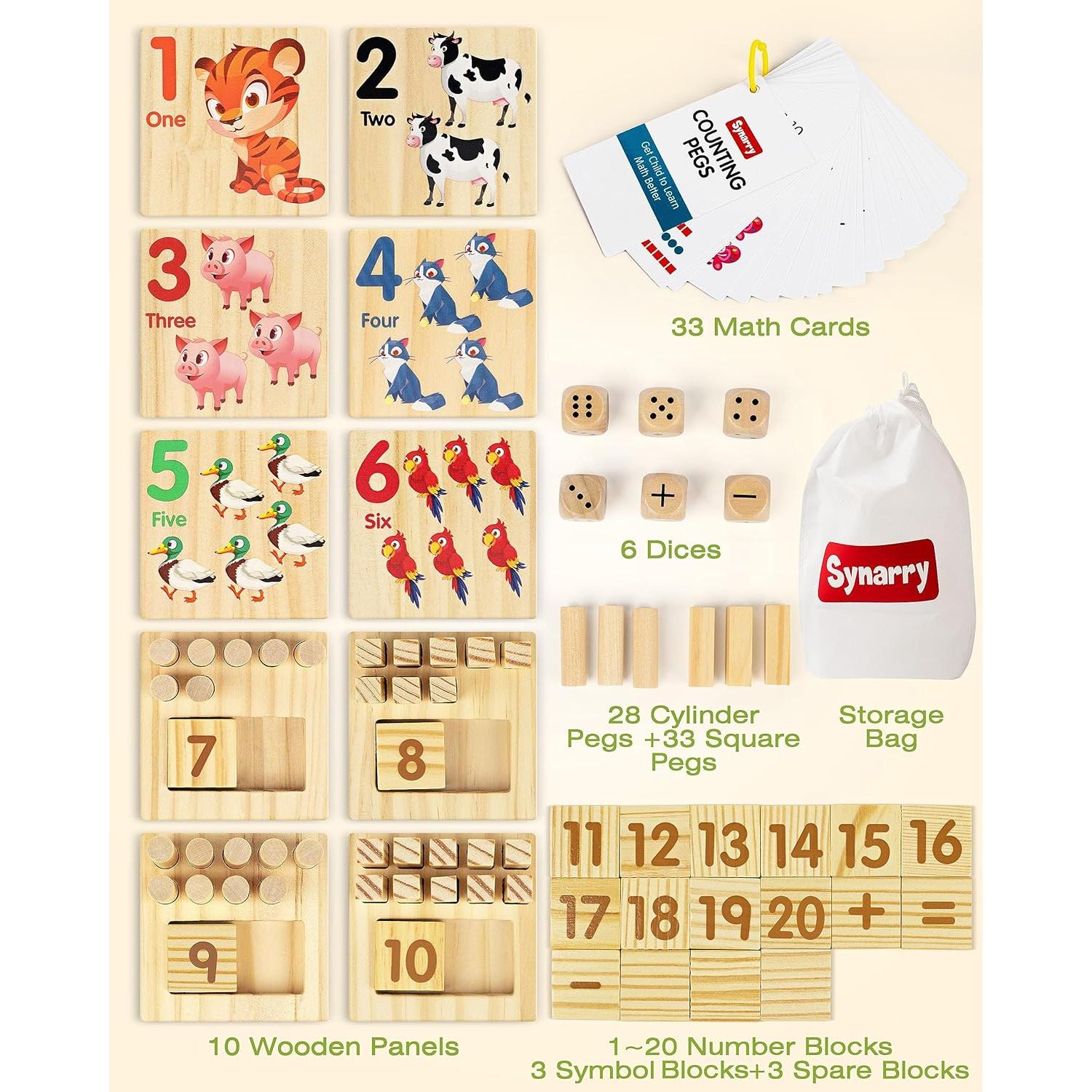 Tablero de Contar de Madera SYNARRY - Juguete Montessori 3-8 Años