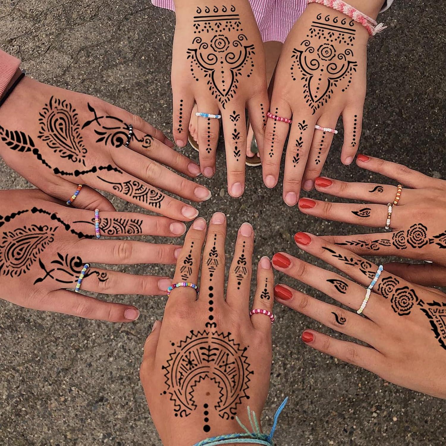 Kit de Plantillas de Tatuajes de Henna RoseNacht - 24 Hojas