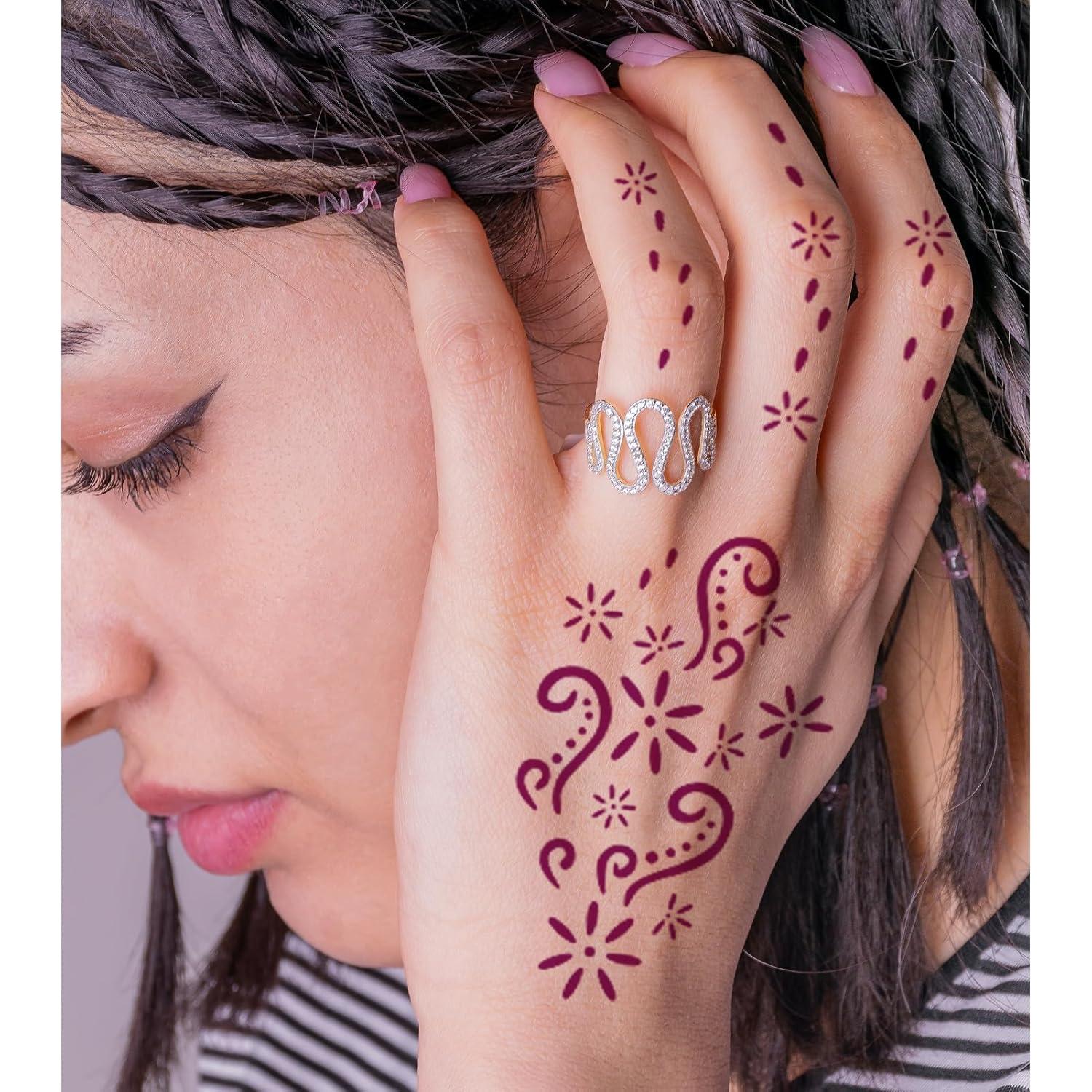 Kit de Plantillas de Tatuajes de Henna RoseNacht - 24 Hojas