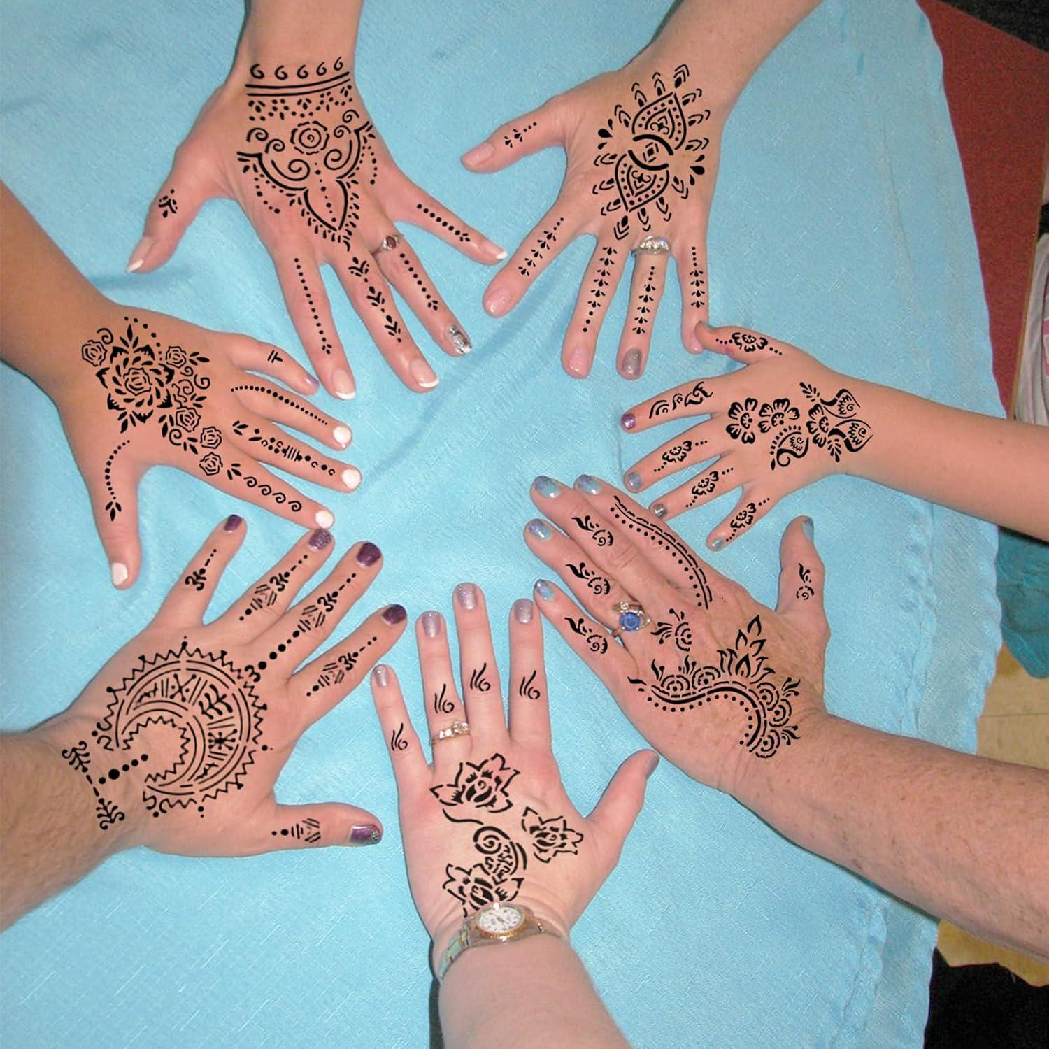 Kit de Plantillas de Tatuajes de Henna RoseNacht - 24 Hojas