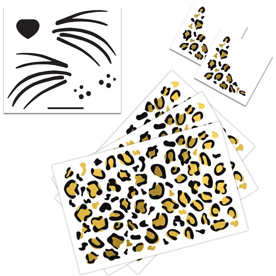 Kit de Tatuajes Temporales Leopardo - 6 Hojas Halloween