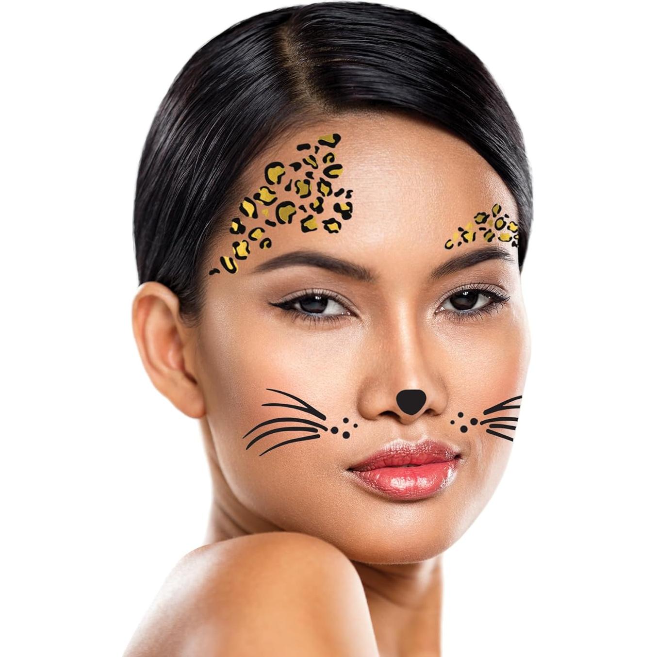 Kit de Tatuajes Temporales Leopardo - 6 Hojas Halloween