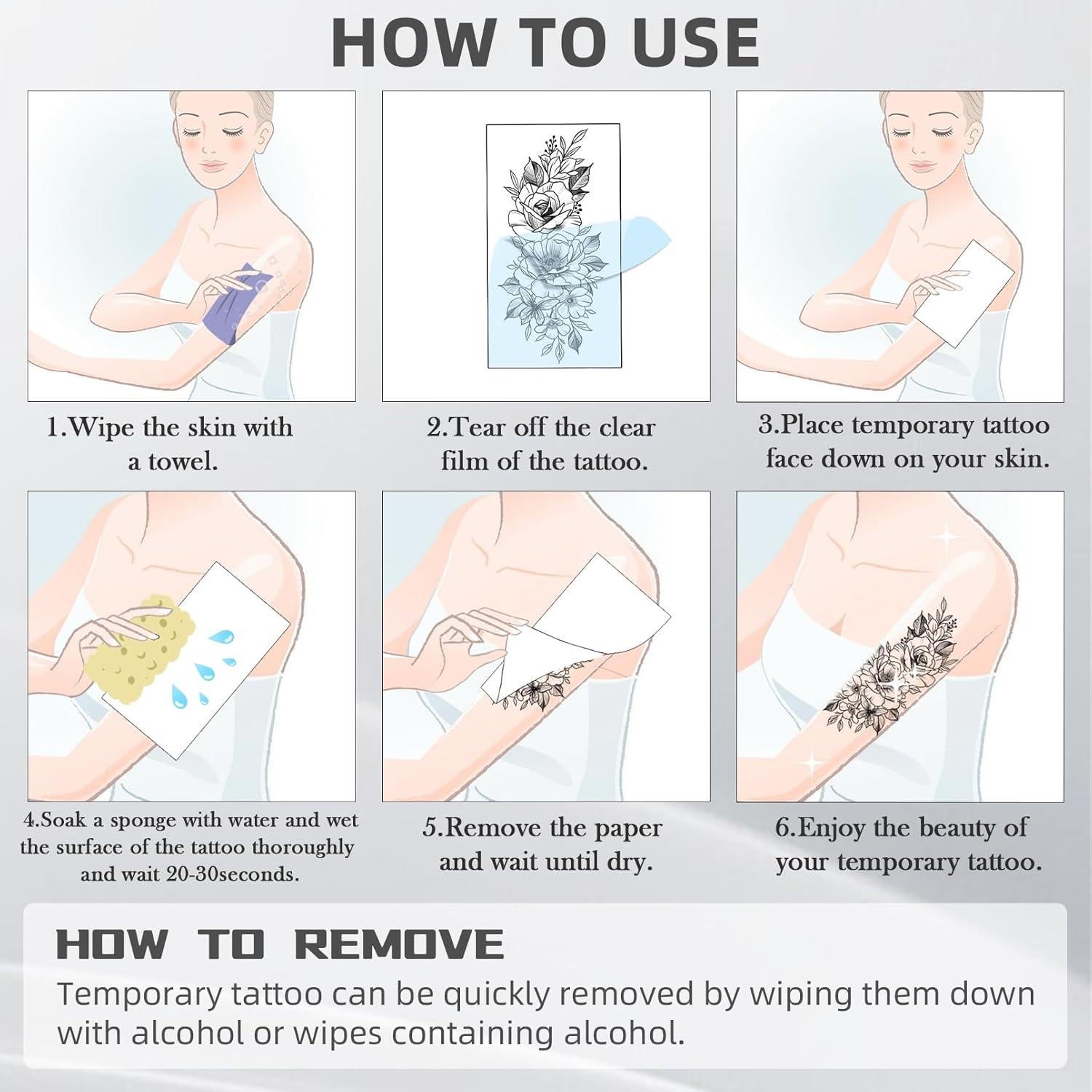 12 Hojas de Tatuajes Temporales Impermeables VERKSTAD