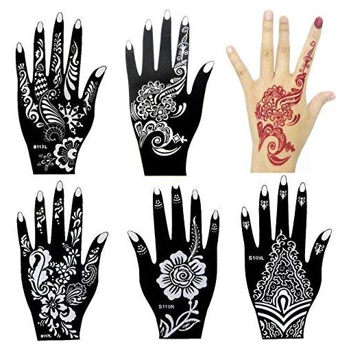 Kit de Plantillas de Tatuaje Temporal Xmasir - 6 Hojas 20x10 cm