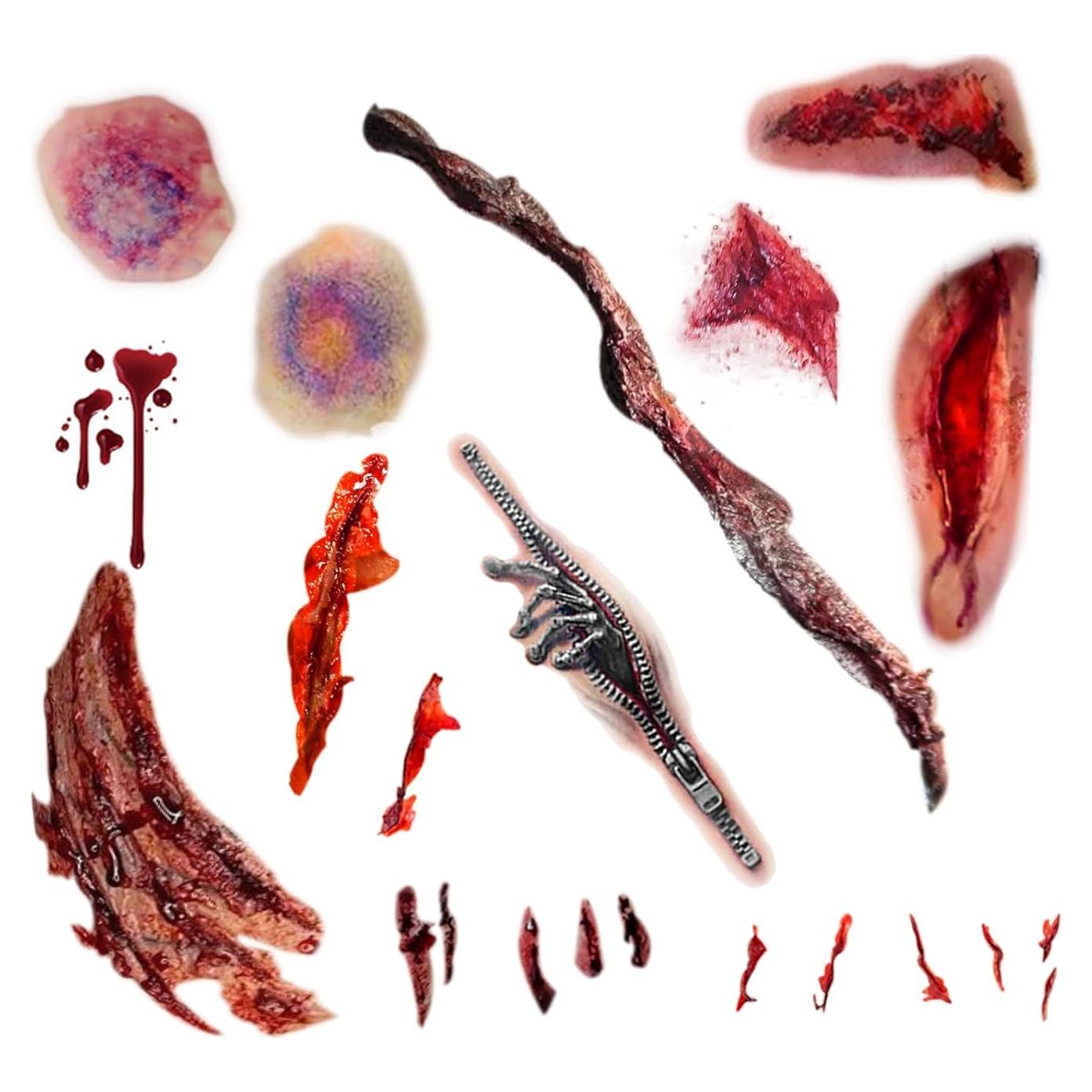 CARGEN Tatuajes Temporales Halloween Cicatriz Zombie 3 Hojas