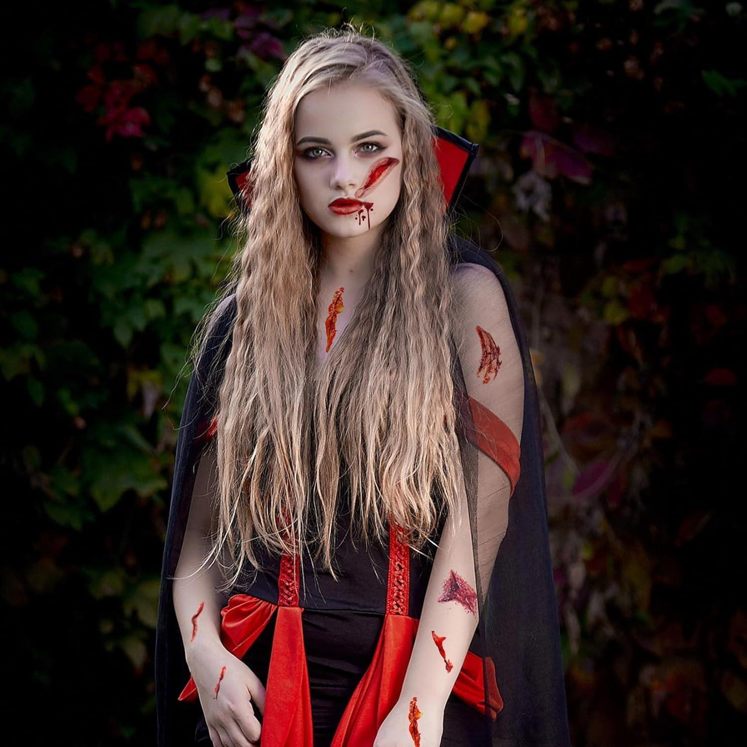 CARGEN Tatuajes Temporales Halloween Cicatriz Zombie 3 Hojas