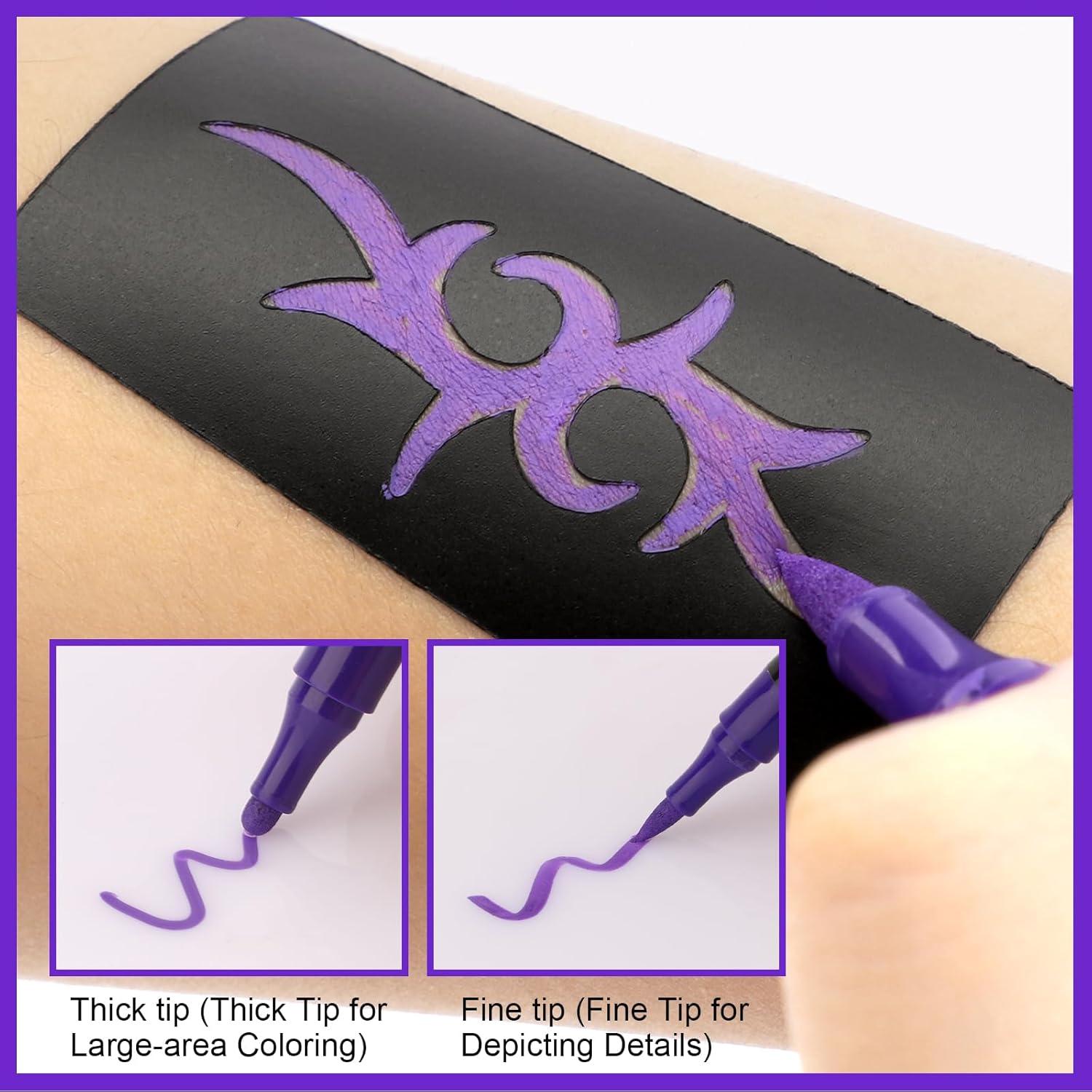 Kit de Marcadores de Tatuajes Temporales Ponhey - 12 Colores + 67 Plantillas