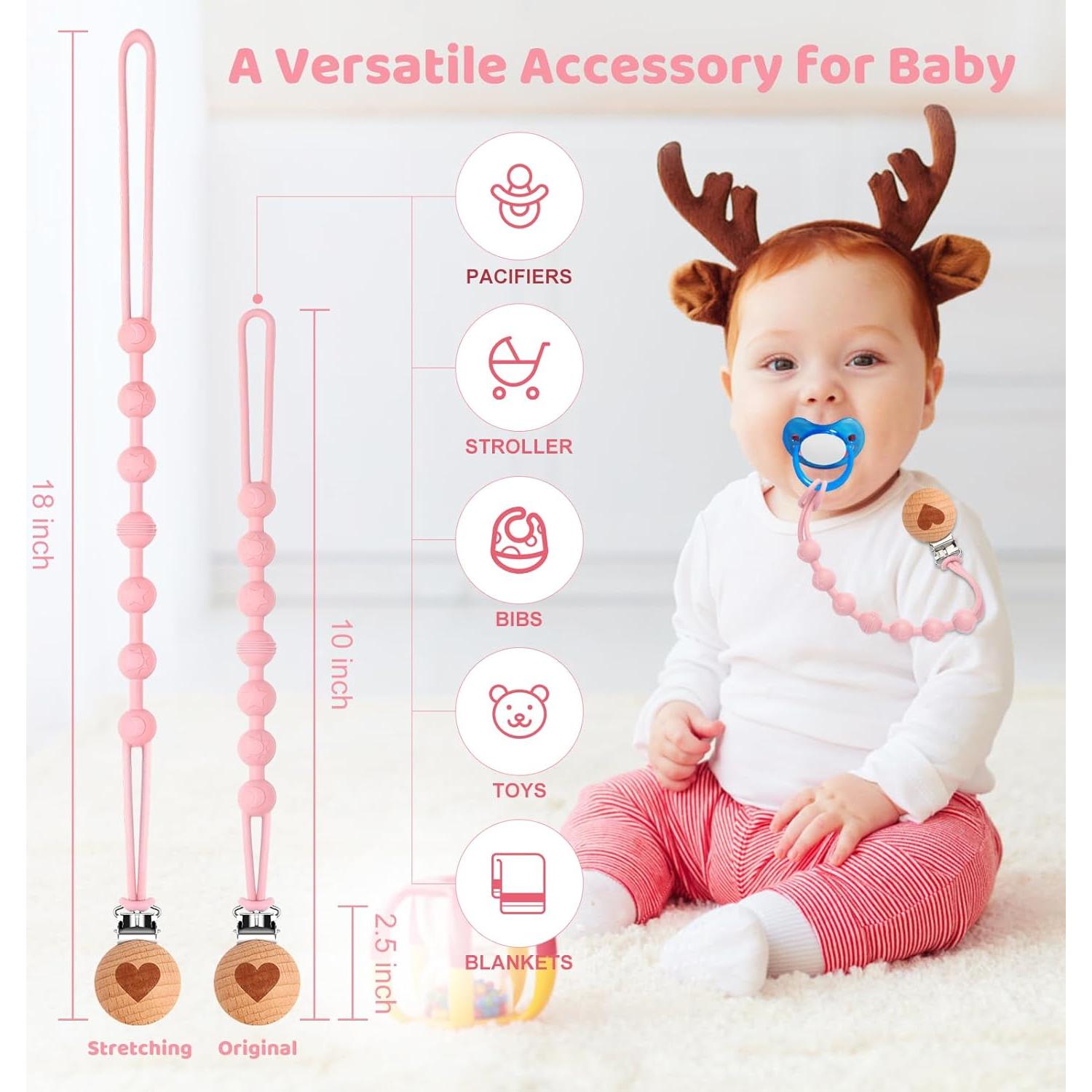 Clip de Chupete de Silicona 100% Grado Alimenticio - Paquete de 4