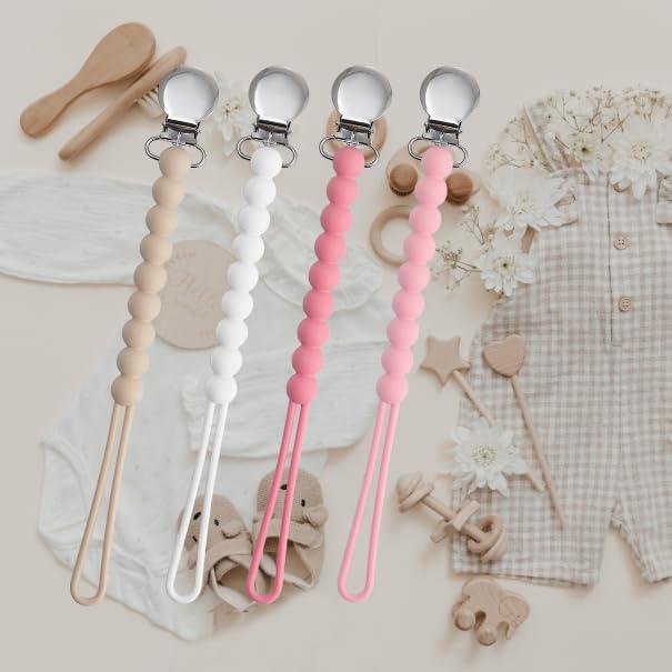 Clip de Chupete MORIBOX - Paquete de 4 Silicona Grado Alimenticio