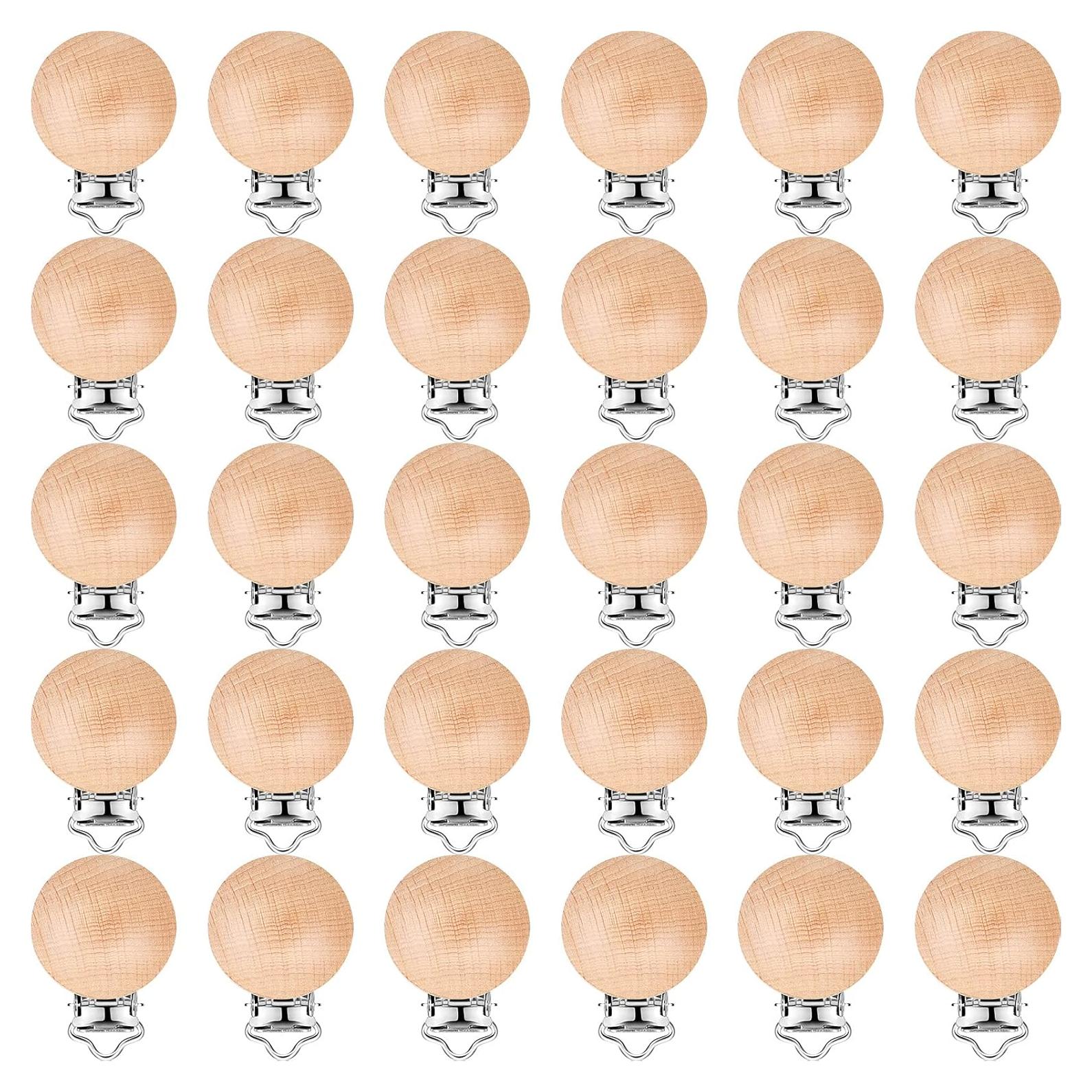 30 Clips de Chupete de Madera Natural para Bebés - Nuanchu