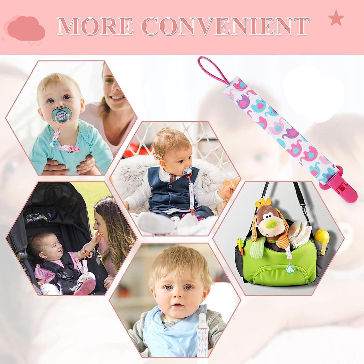 6 Clips de Chupete para Bebé Be Kind - Rosados y Blancos