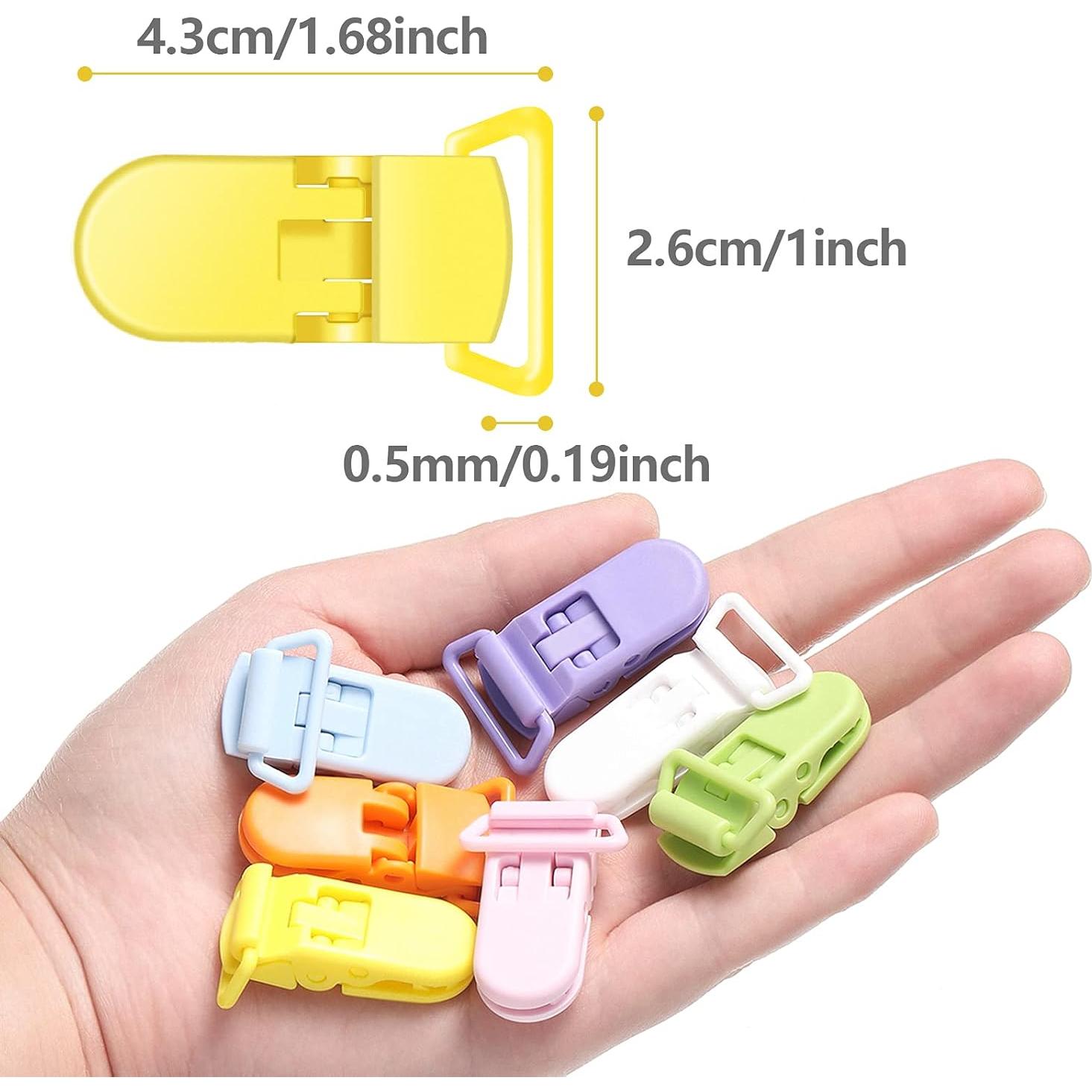 60 Clips Sujetadores de Chupetes Plástico Sin BPA 12 Colores
