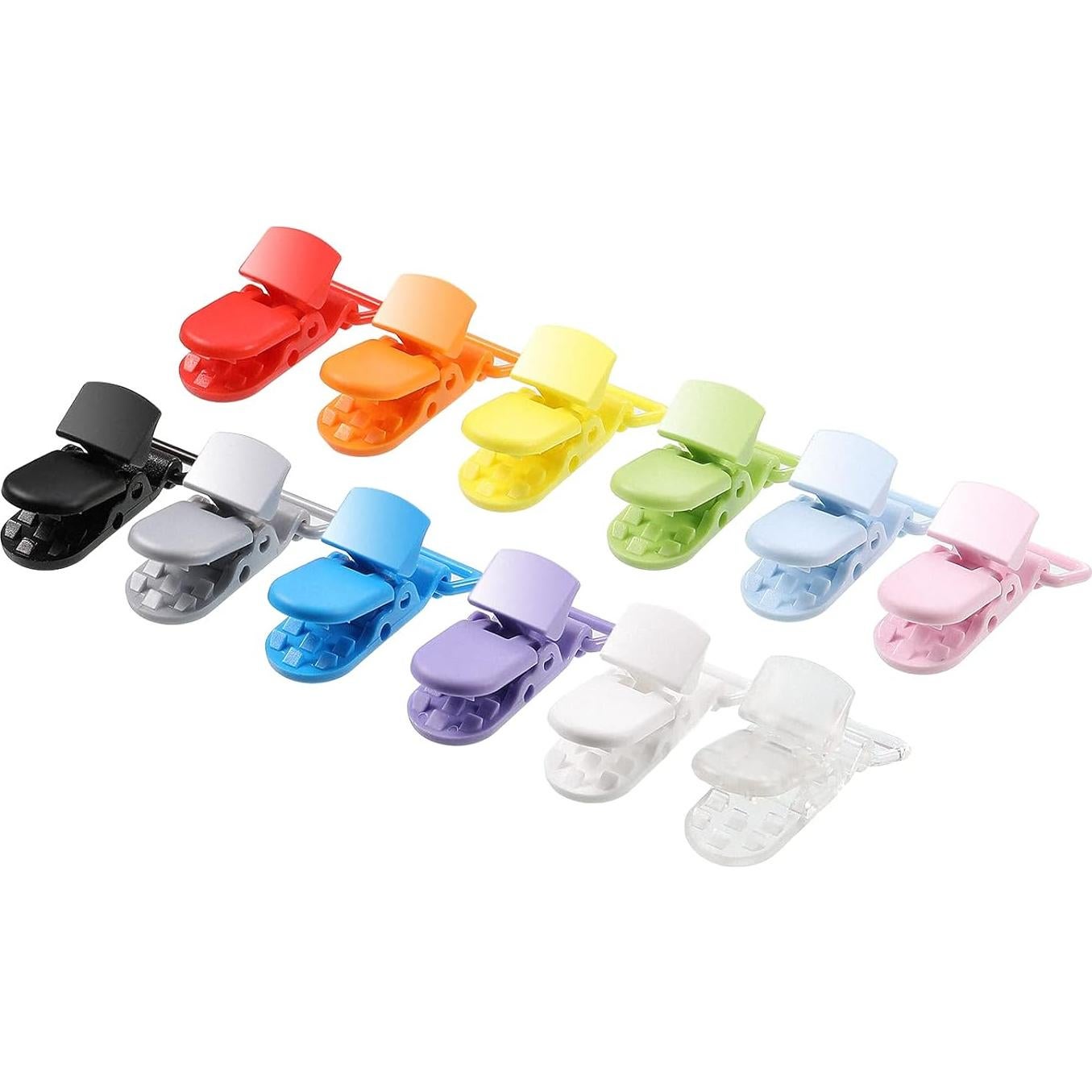 60 Clips Sujetadores de Chupetes Plástico Sin BPA 12 Colores
