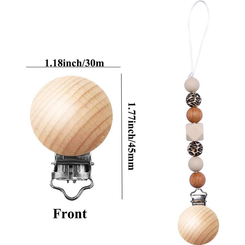 24 Clips de Chupete de Madera Natural para Bebés - W-24