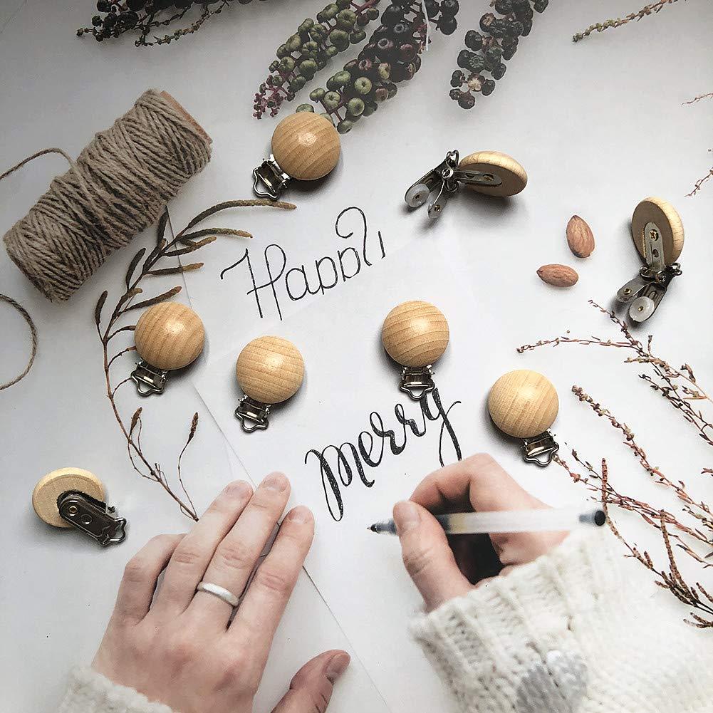 24 Clips de Chupete de Madera Natural para Bebés - W-24