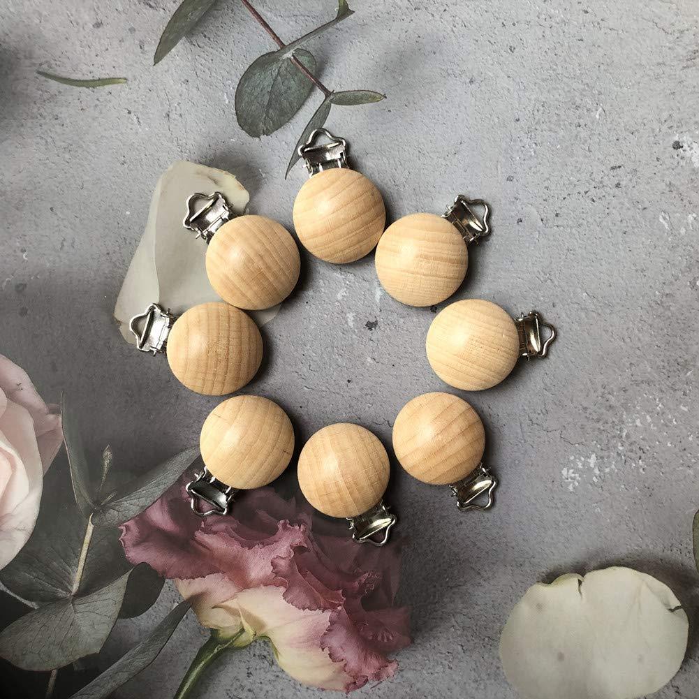 24 Clips de Chupete de Madera Natural para Bebés - W-24