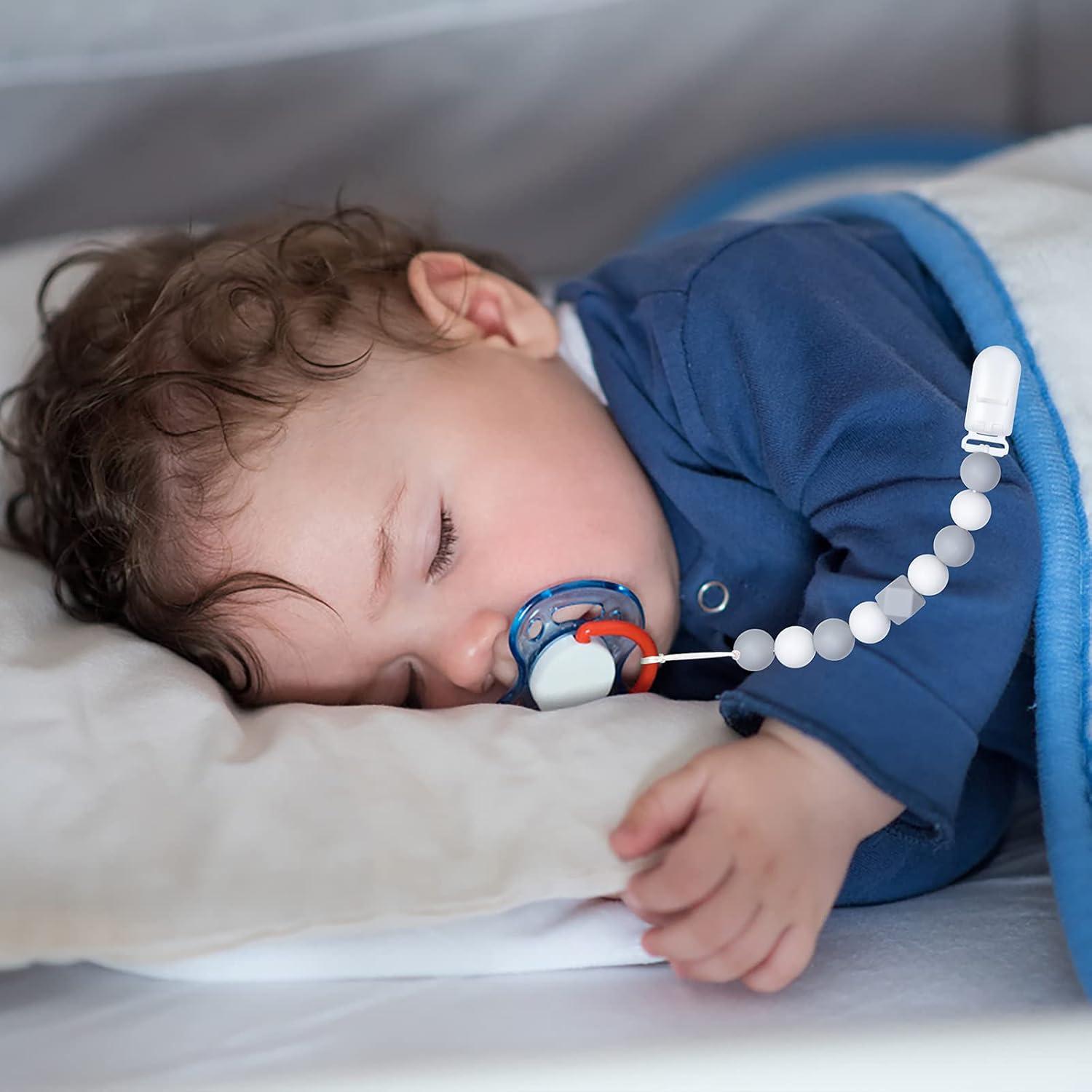 Clip de Chupete Gris para Bebés - 2 Unidades - PC015+BZ001