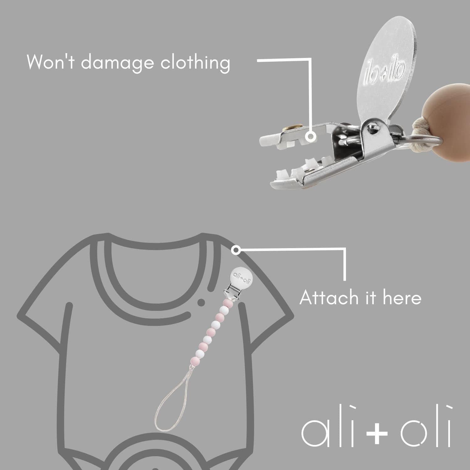 Clip de Chupete de Silicona AliOli Rosa Claro 100% Libre de BPA