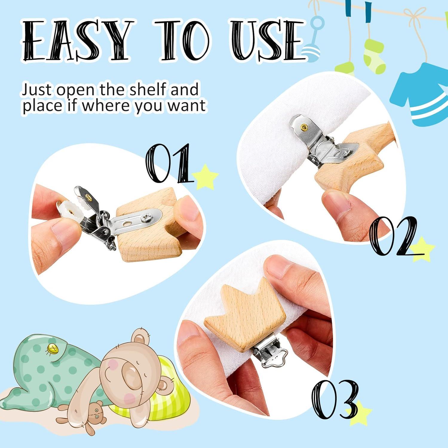 20 Clips de Chupete de Madera para Bebé - Accesorios DIY