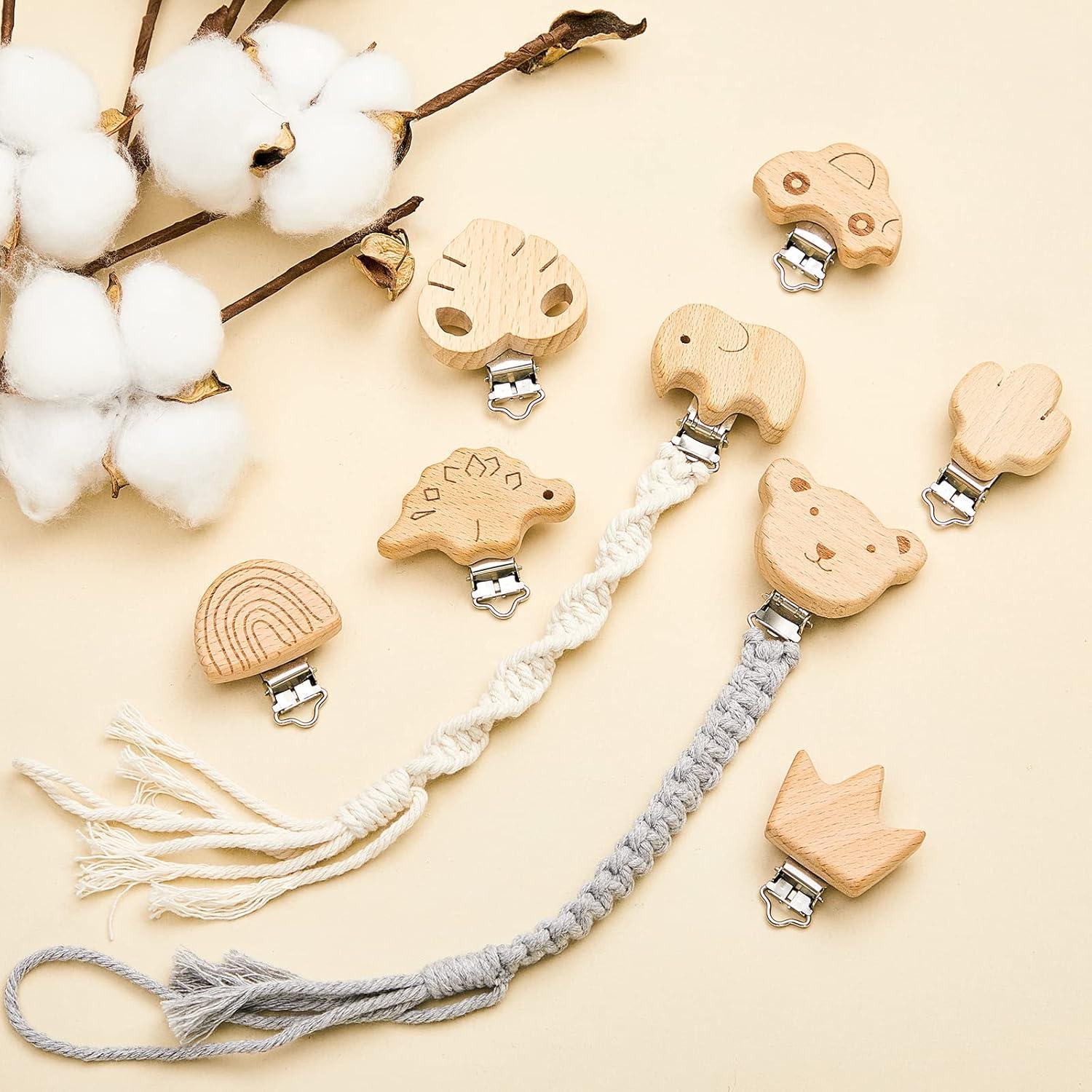 20 Clips de Chupete de Madera para Bebé - Accesorios DIY