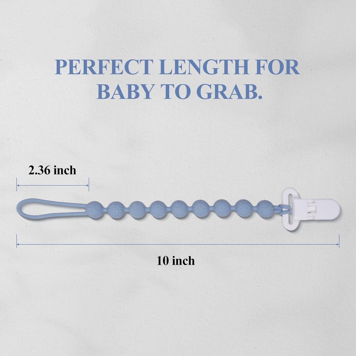 Clip Sostenedor Chupete Silicona Grises 4 Piezas Texturizadas