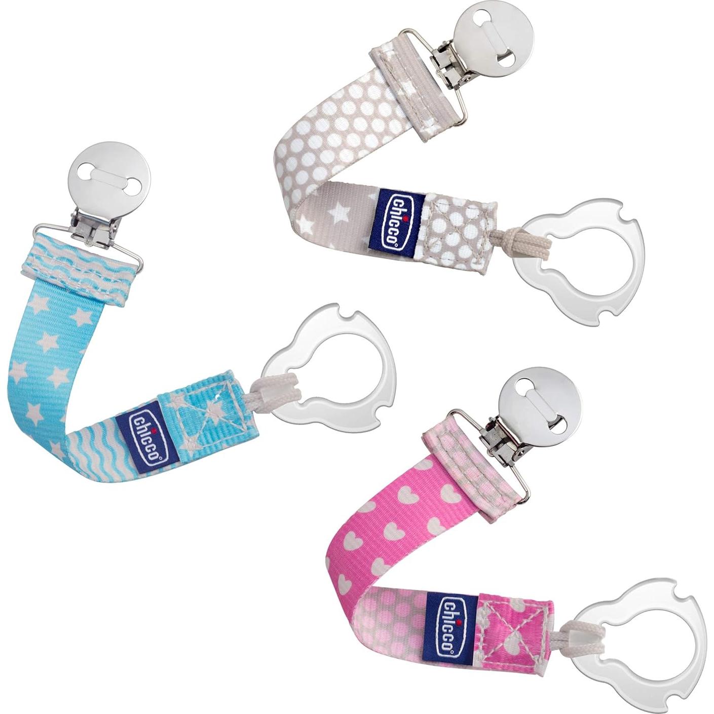 Clip Sujeta Chupete Universal Chicco Gris 2 en 1 para Bebé