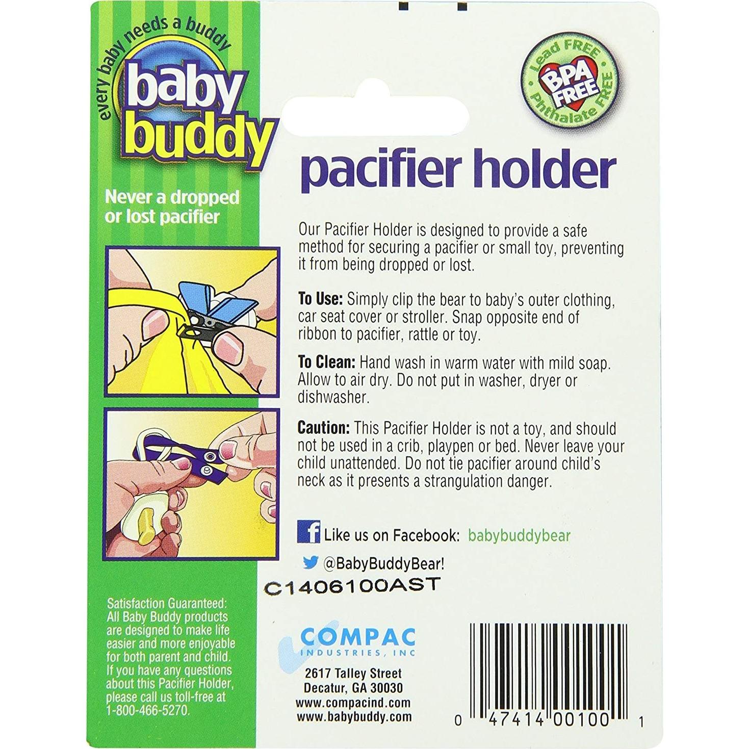 Clip para Chupete Baby Buddy Rosa Claro, Paquete de 2, 9.22x2.54cm