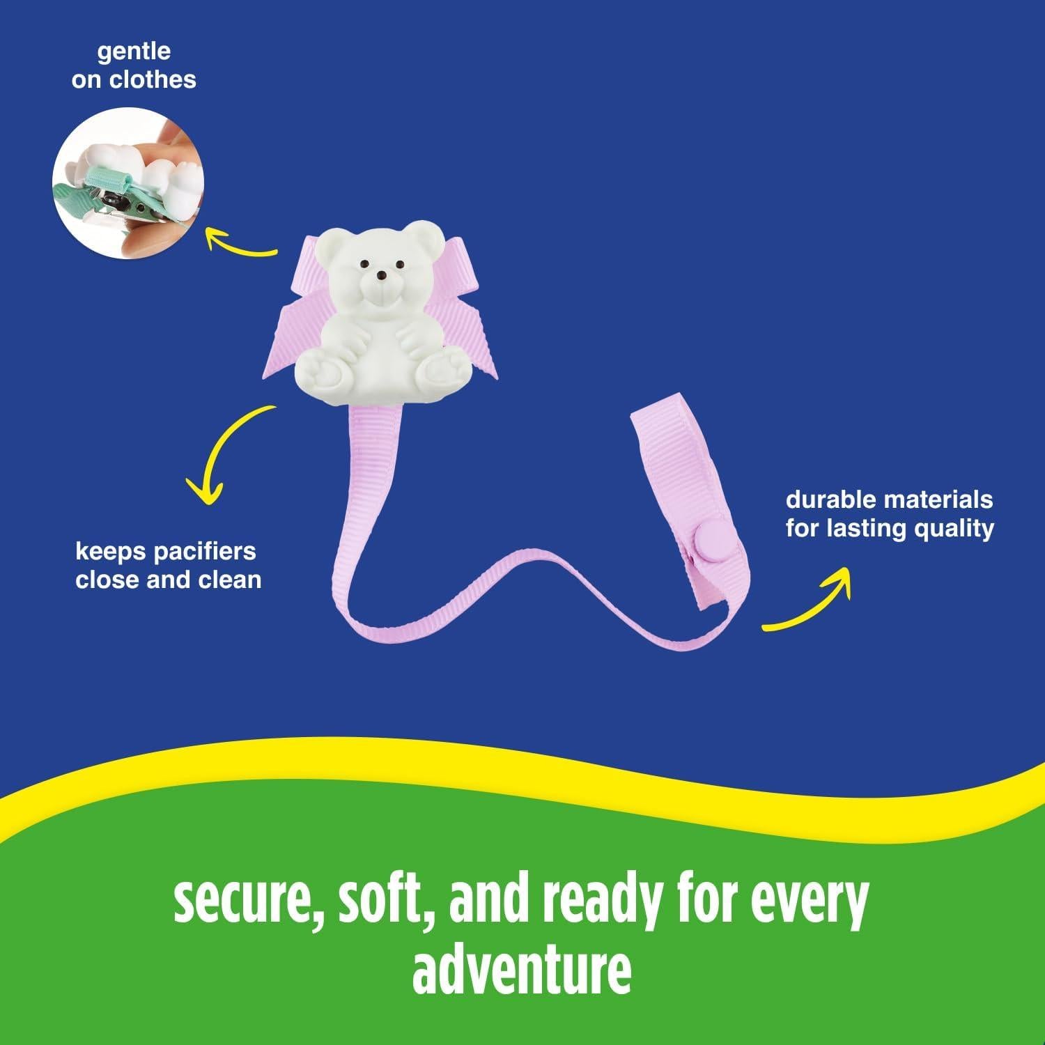 Clip para Chupete Baby Buddy Rosa Claro, Paquete de 2, 9.22x2.54cm