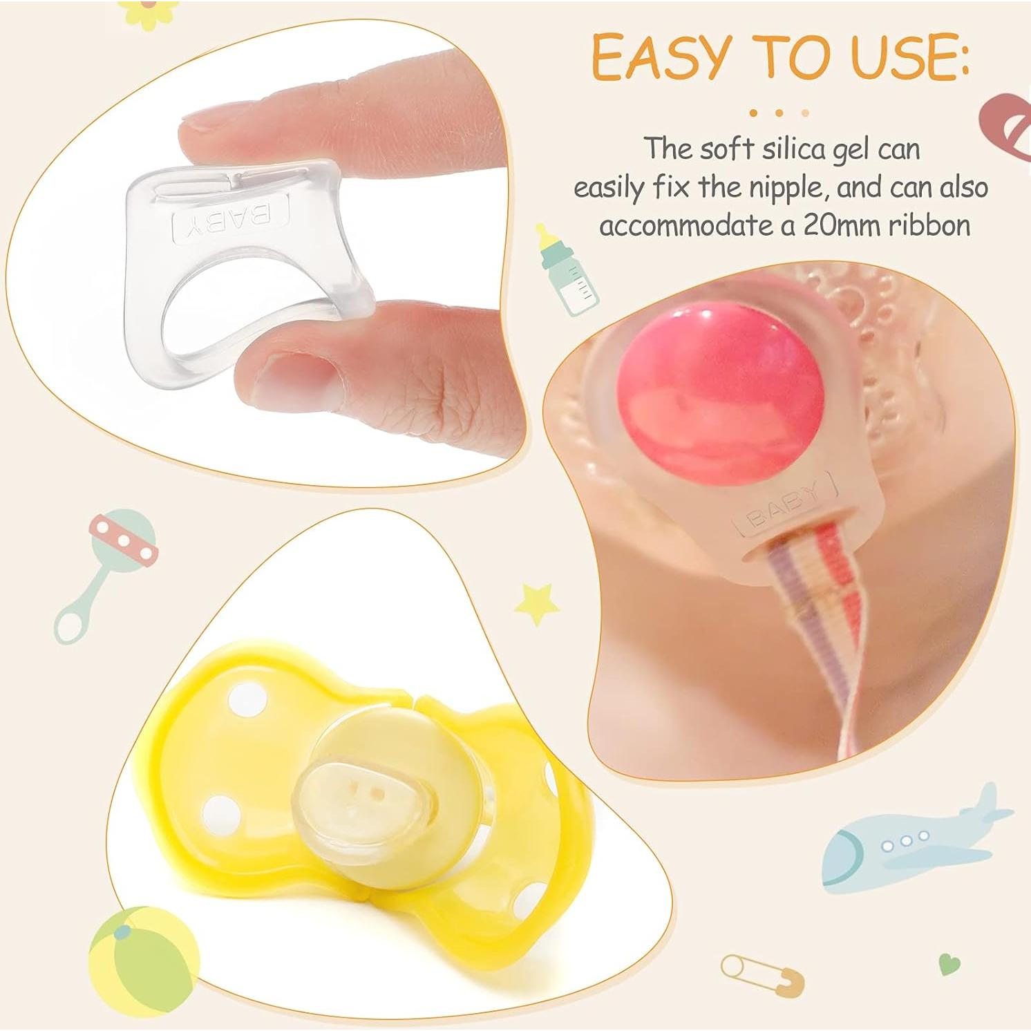 15 Clips de Chupete de Silicona Suave Patelai para Bebés