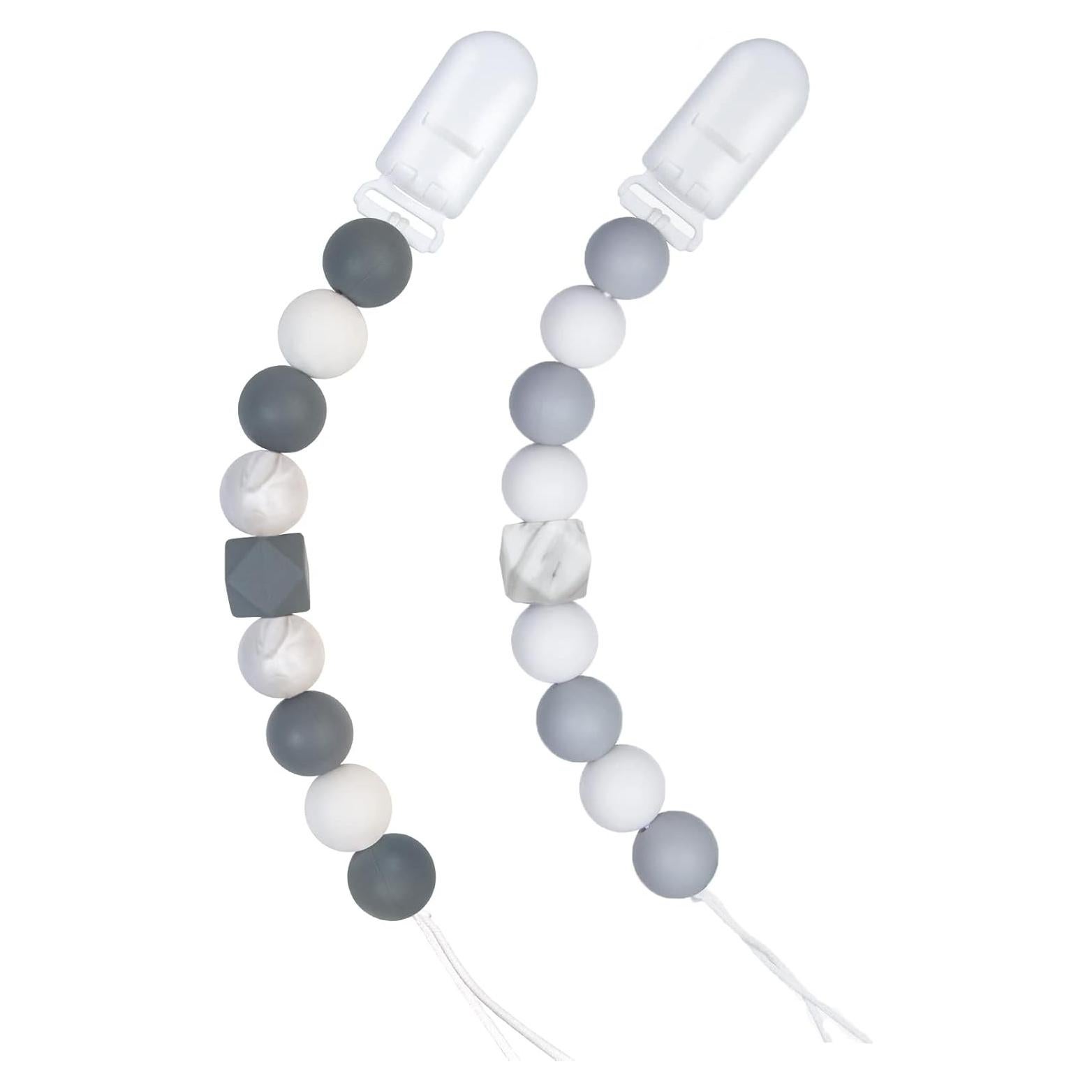 Clip de Chupete Gris para Bebés - 2 Unidades Silicona