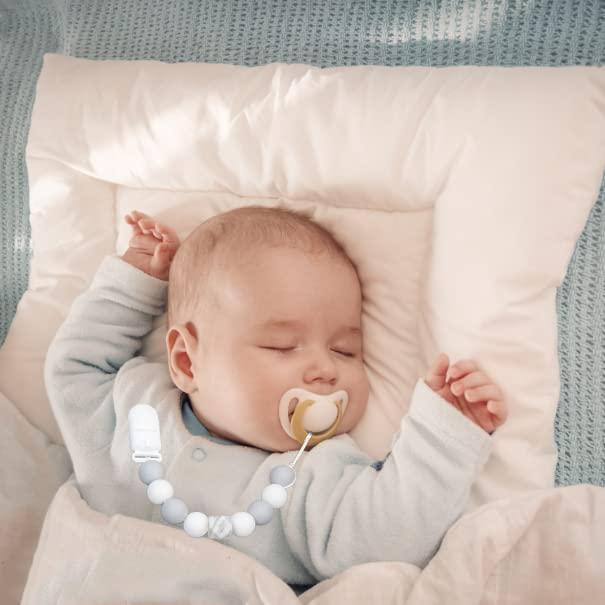 Clip de Chupete Gris para Bebés - 2 Unidades Silicona