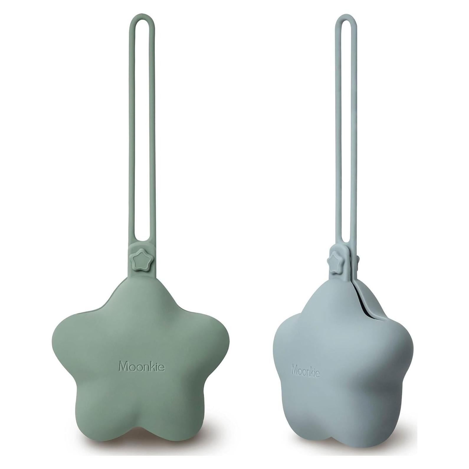 Estuche para Chupetes Moonkie de Silicona - Pack de 2, Color Sage/Pearl Blue