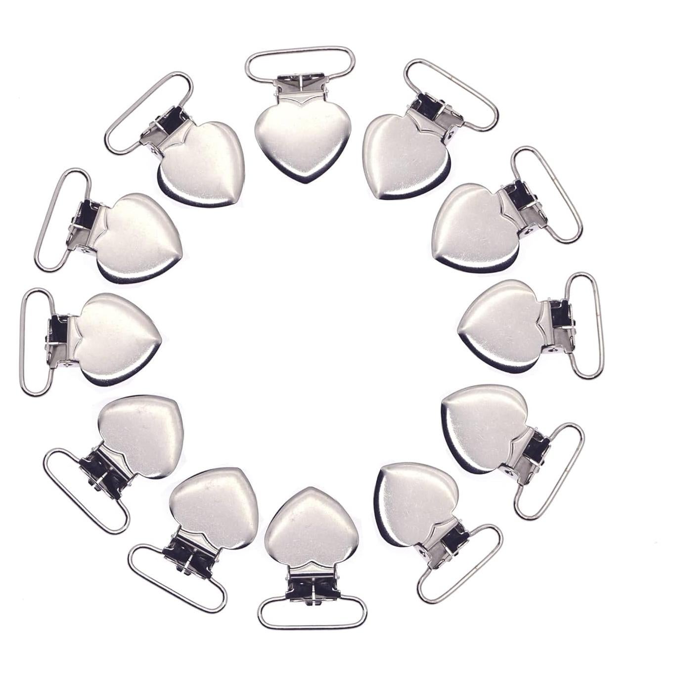 Clips de Suspensión de Corazón Plateados 20pcs - Metal y Plástico