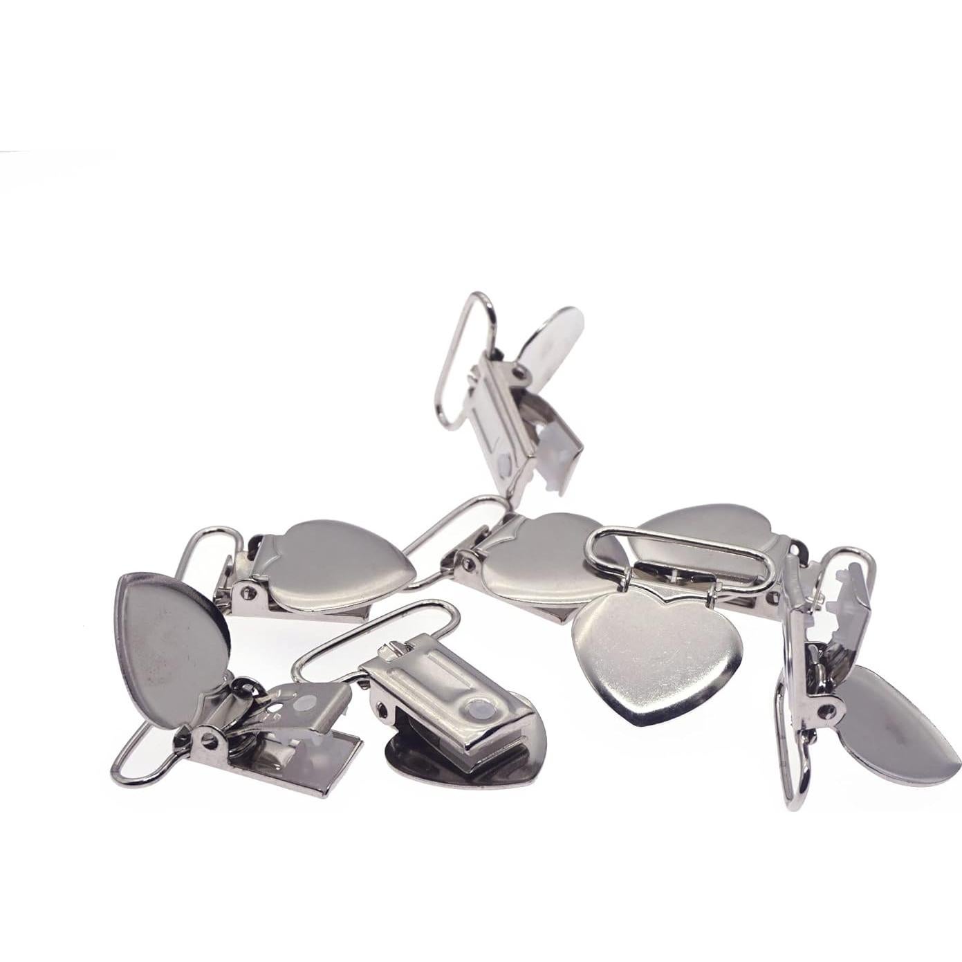 Clips de Suspensión de Corazón Plateados 20pcs - Metal y Plástico