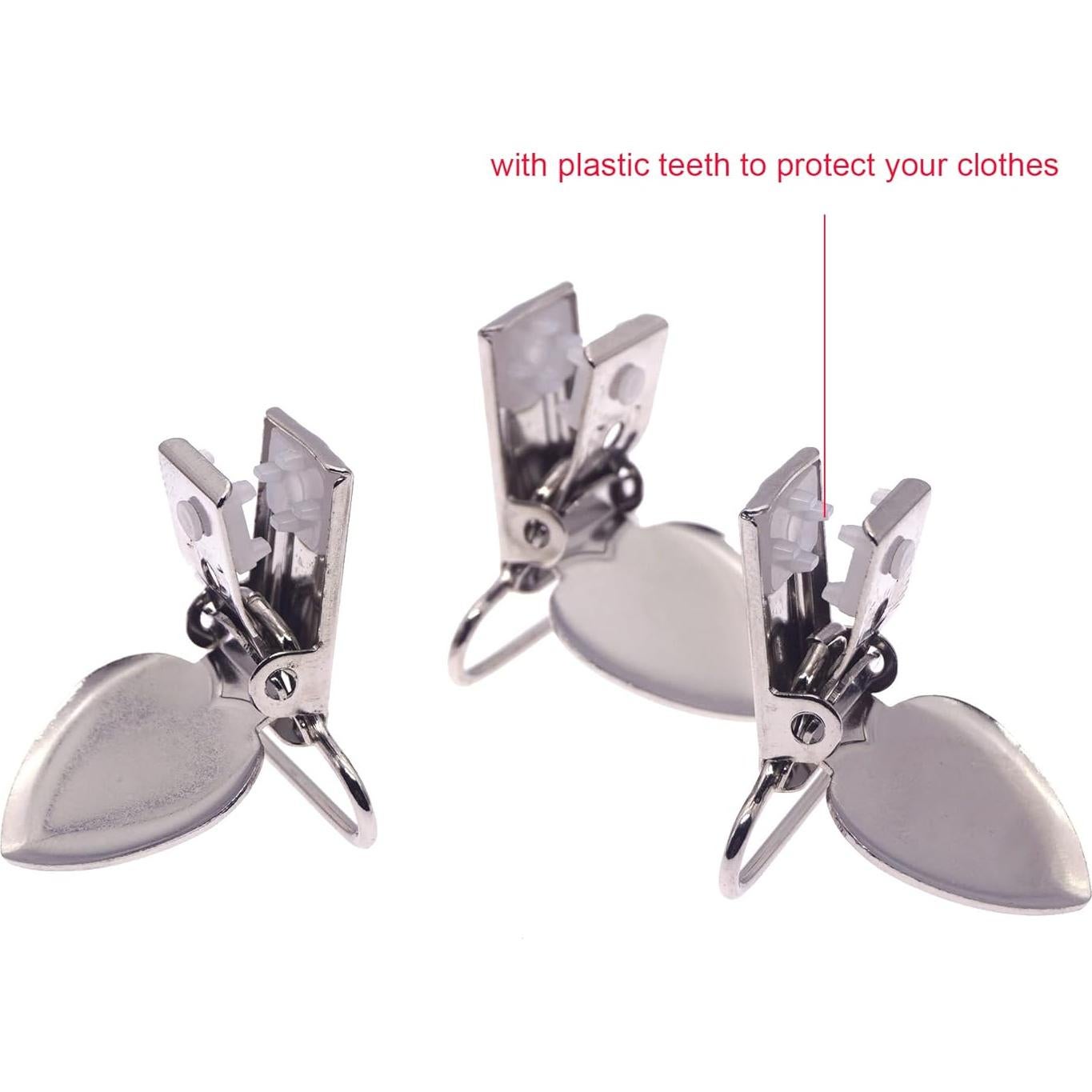 Clips de Suspensión de Corazón Plateados 20pcs - Metal y Plástico