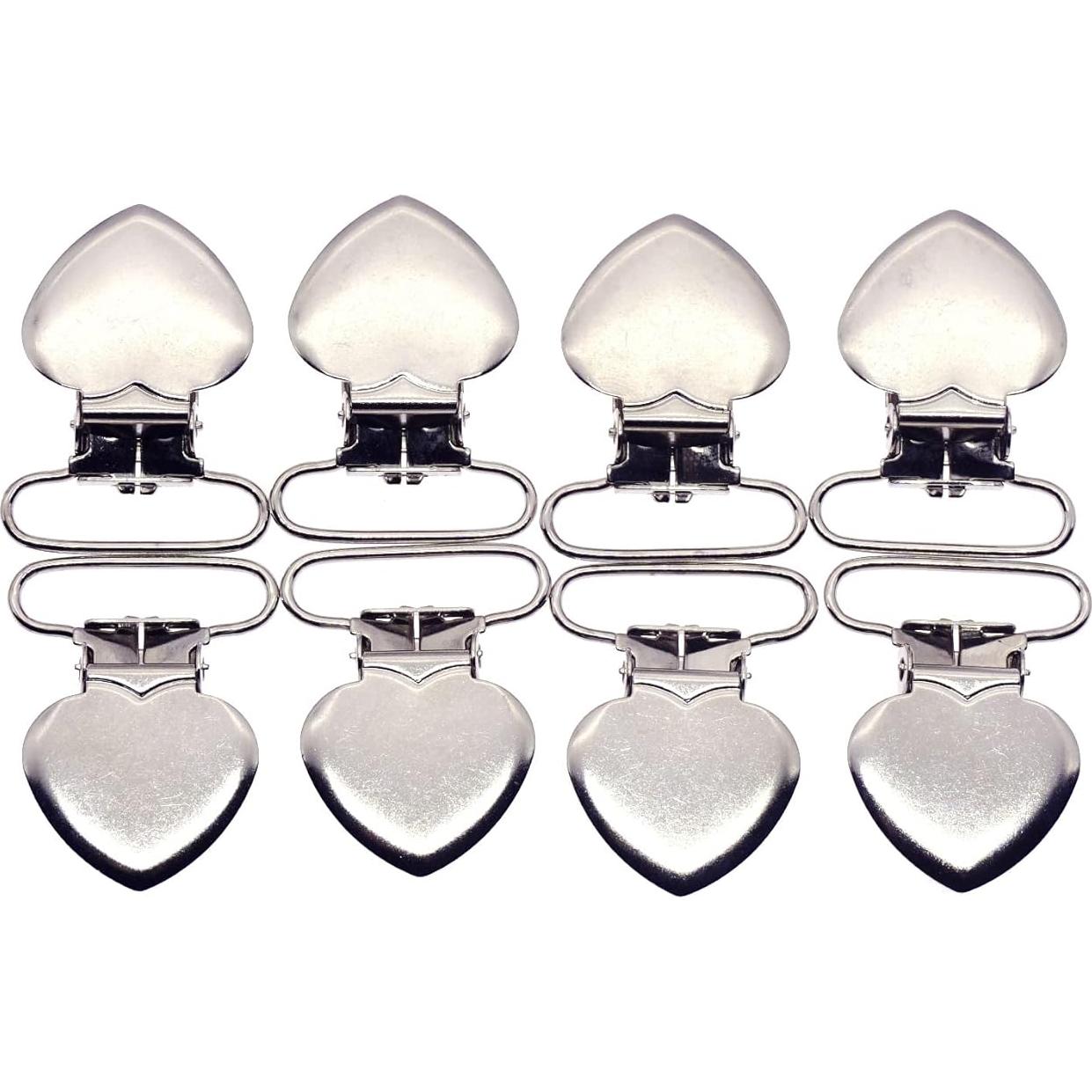 Clips de Suspensión de Corazón Plateados 20pcs - Metal y Plástico