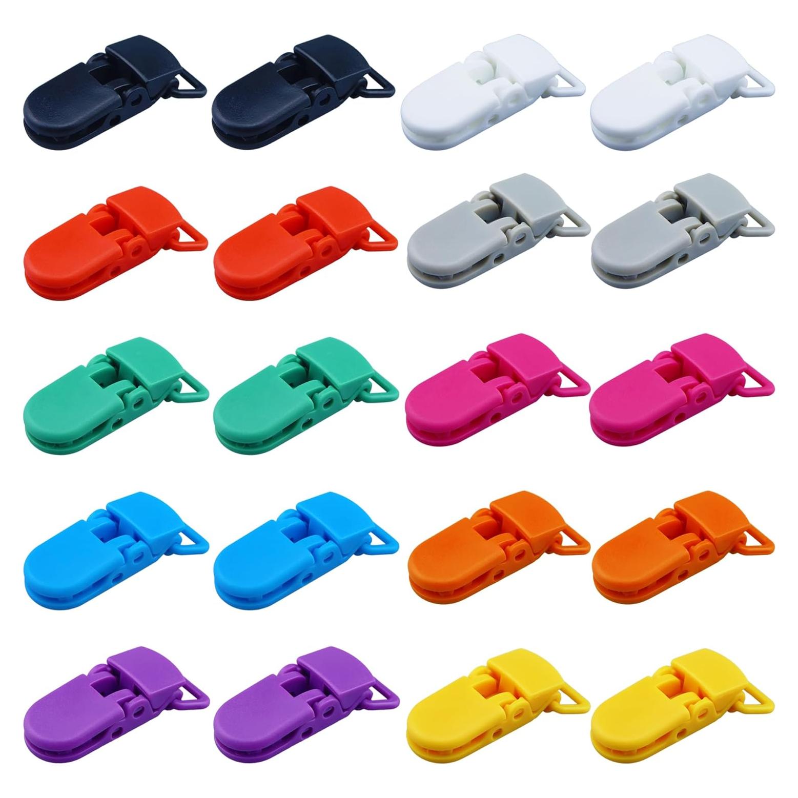 20 Clips para Chupetes de Plástico Sin BPA - Manualidades Bebé 20 Colores
