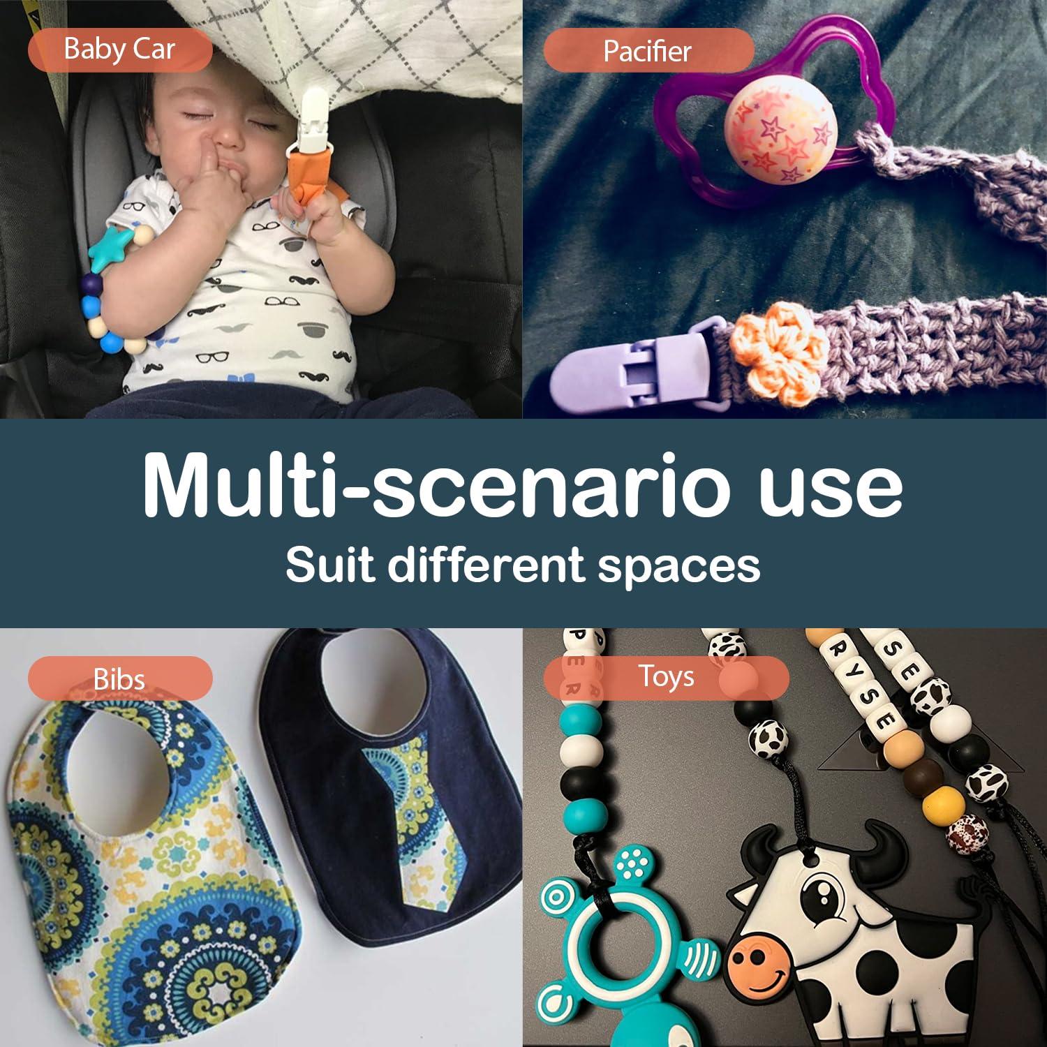 20 Clips para Chupetes de Plástico Sin BPA - Manualidades Bebé 20 Colores