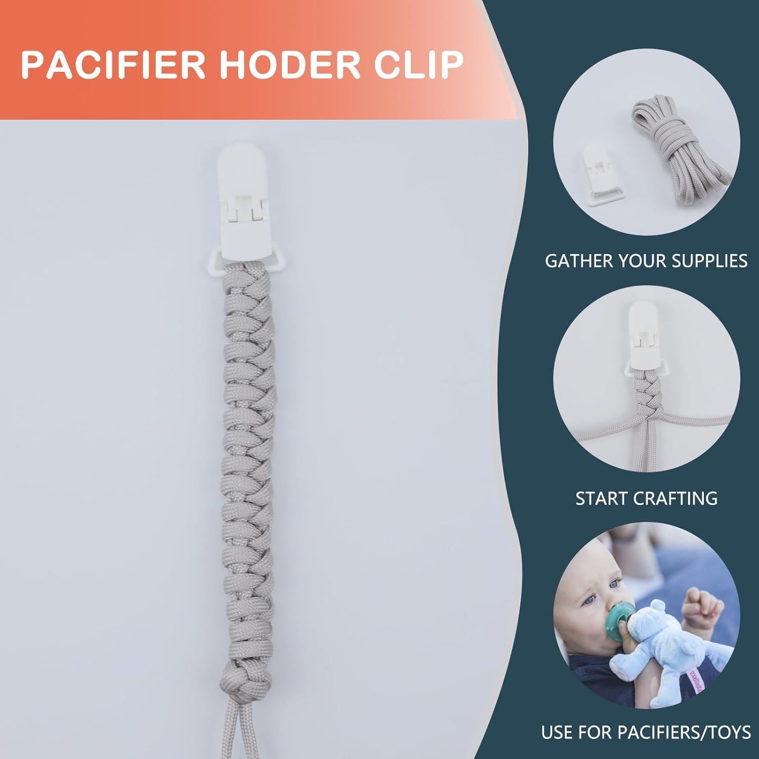 20 Clips para Chupetes de Plástico Sin BPA - Manualidades Bebé 20 Colores