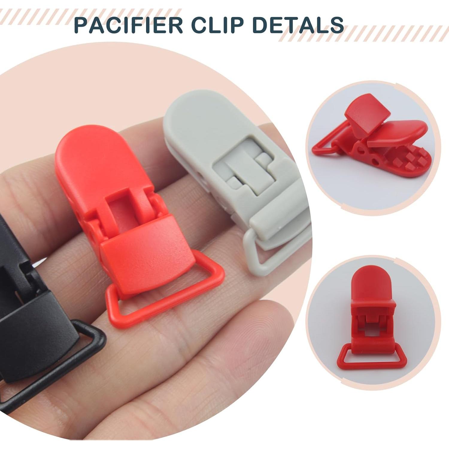 20 Clips para Chupetes de Plástico Sin BPA - Manualidades Bebé 20 Colores