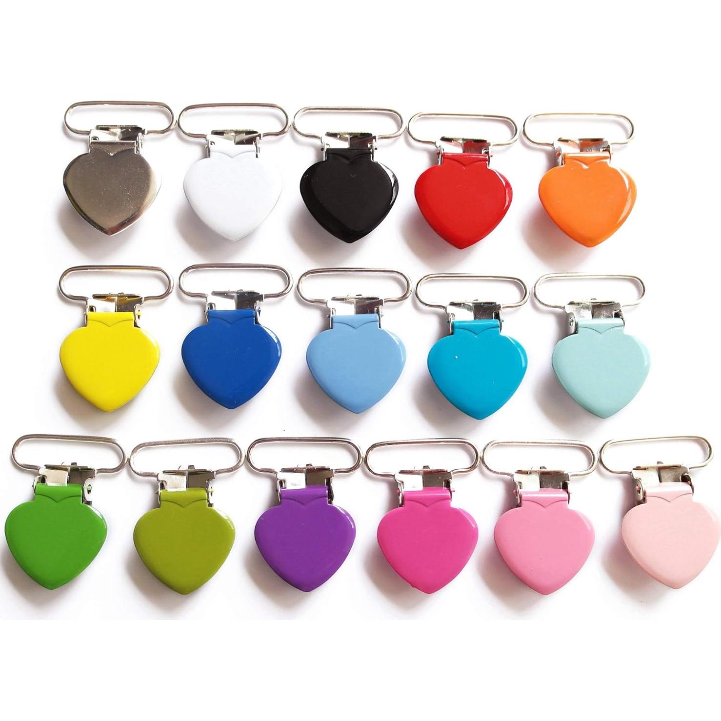 20 Clips de Suspensión Corazón Metal Sutoyuen 16 Colores