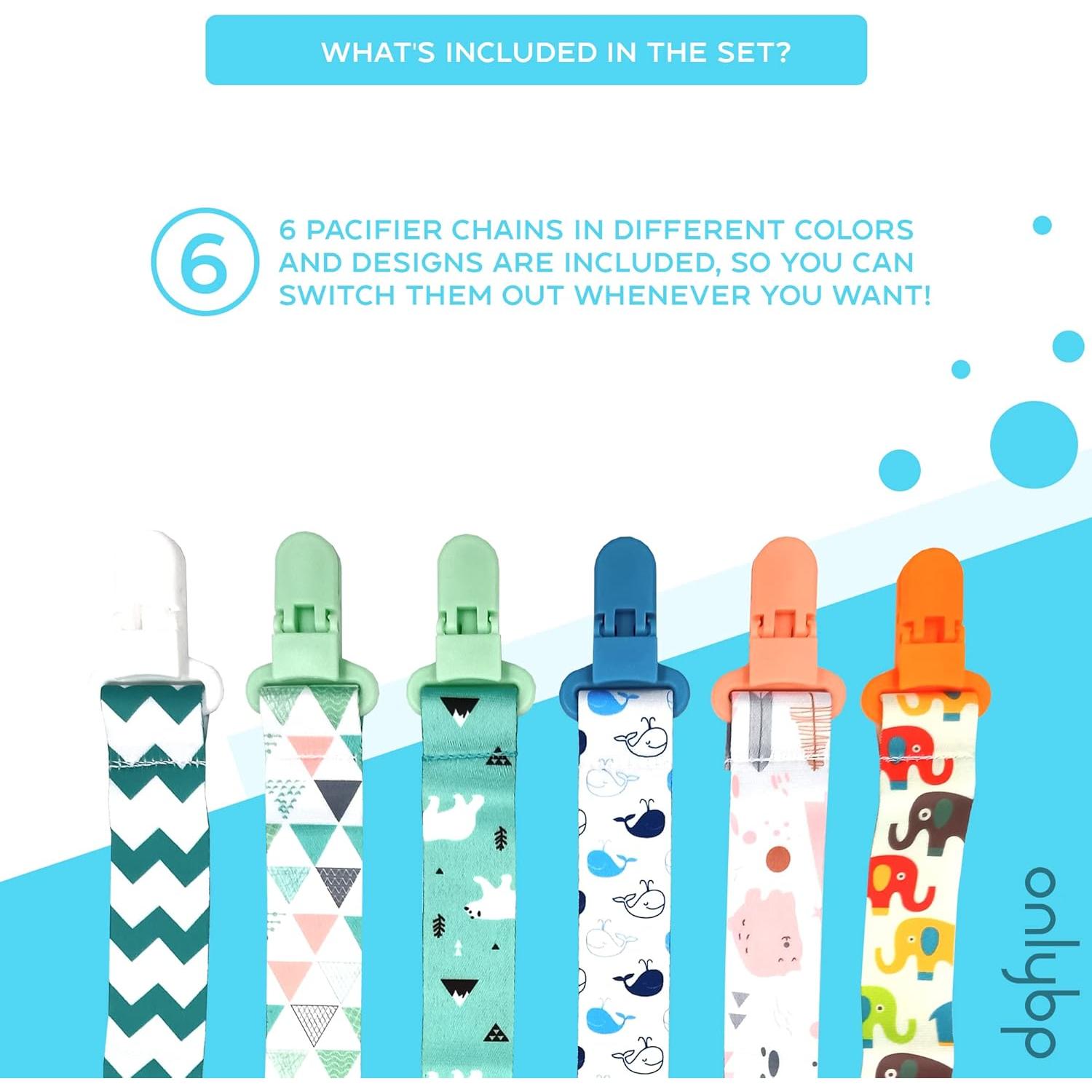 OnlyBP® Set 6 Clips Sujetadores Chupete Bebé Unisex - Lavables