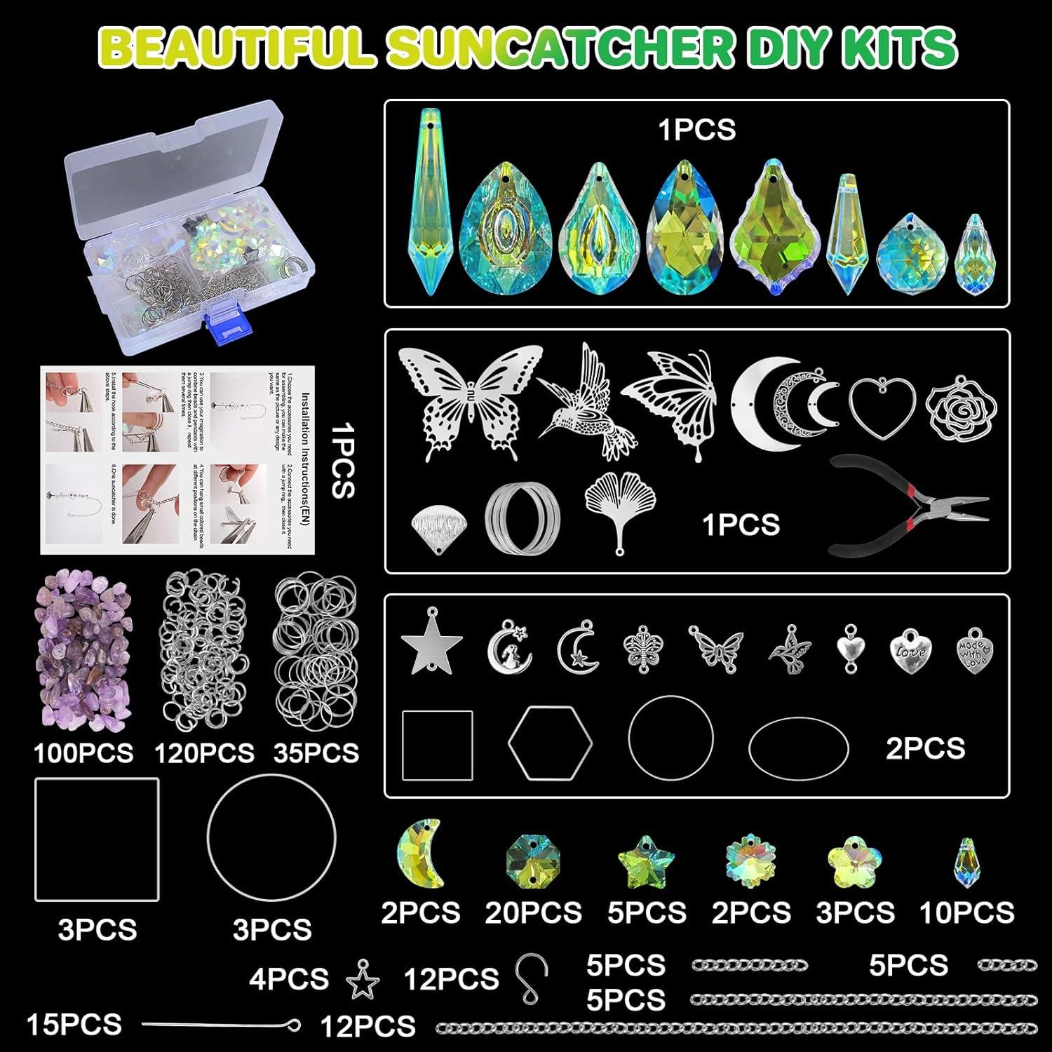 Kit de Suncatcher DIY FACIACC 407 Piezas Cristales Colgantes