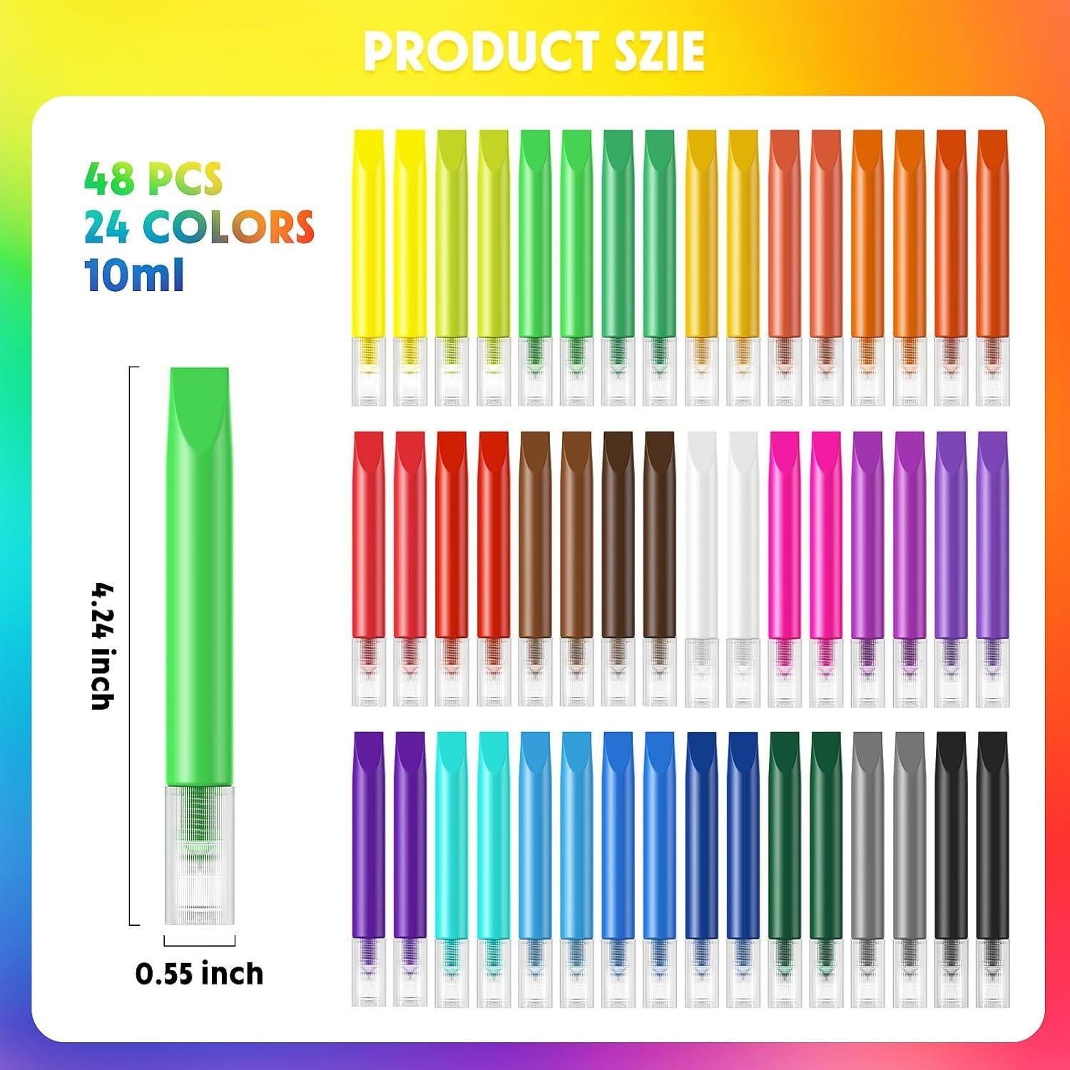 48 Marcadores de Pintura para Ventanas HBorna - 24 Colores