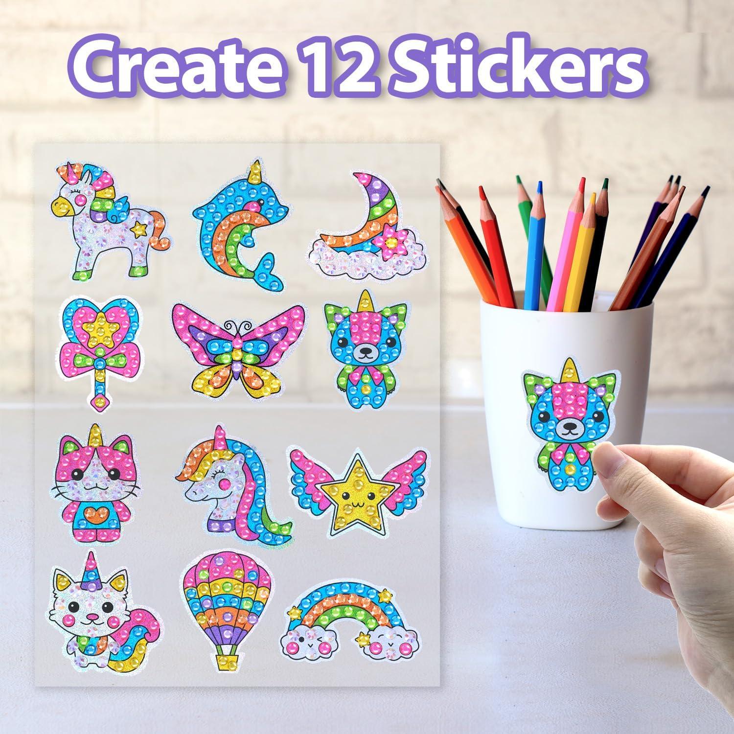 Kit de Pintura de Diamante WAHFNG para Niños - 12 Stickers, 4 Llaveros, 2 Atrapasueños