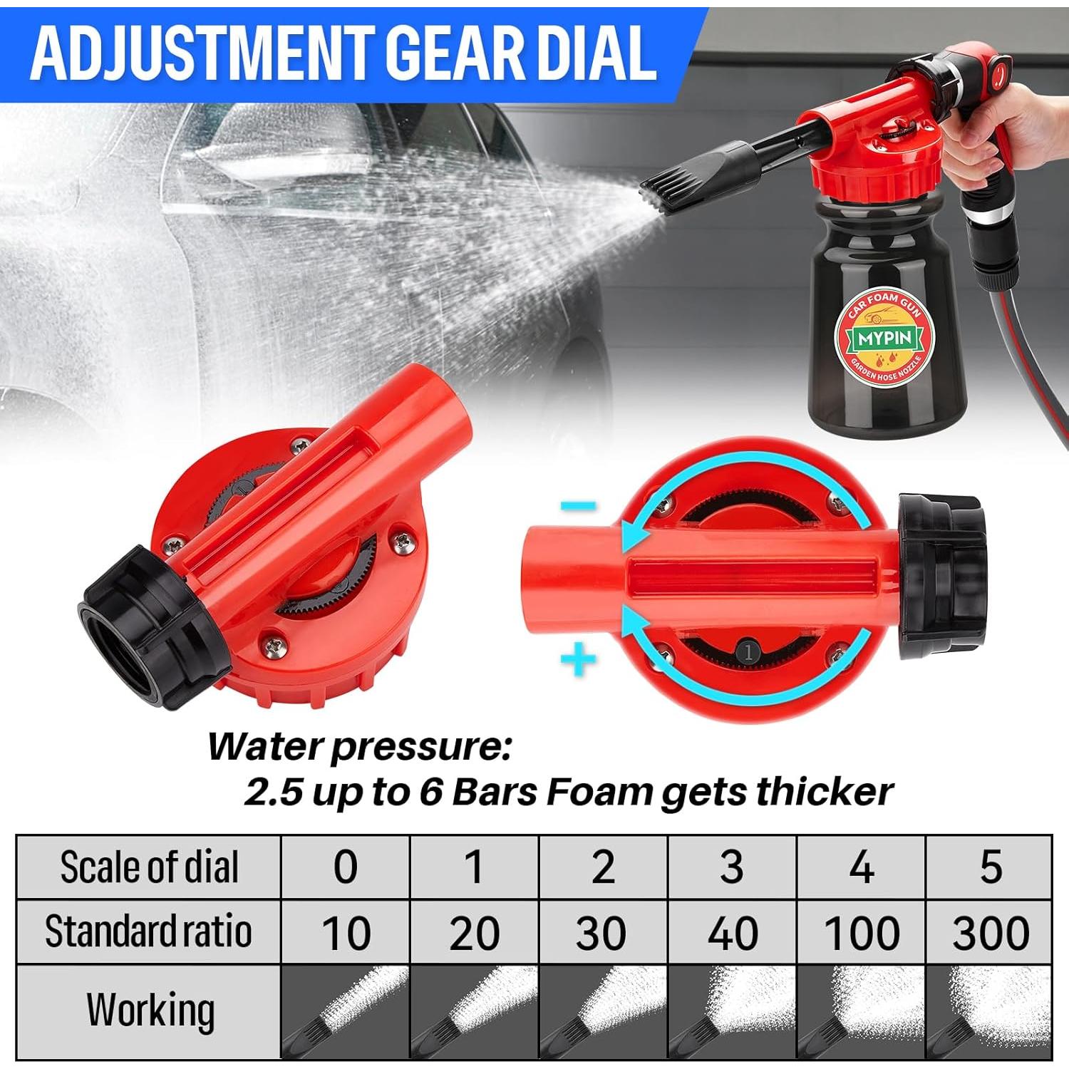 MYPIN Pistola de Espuma 16 en 1 para Lavado de Autos 0.75kg