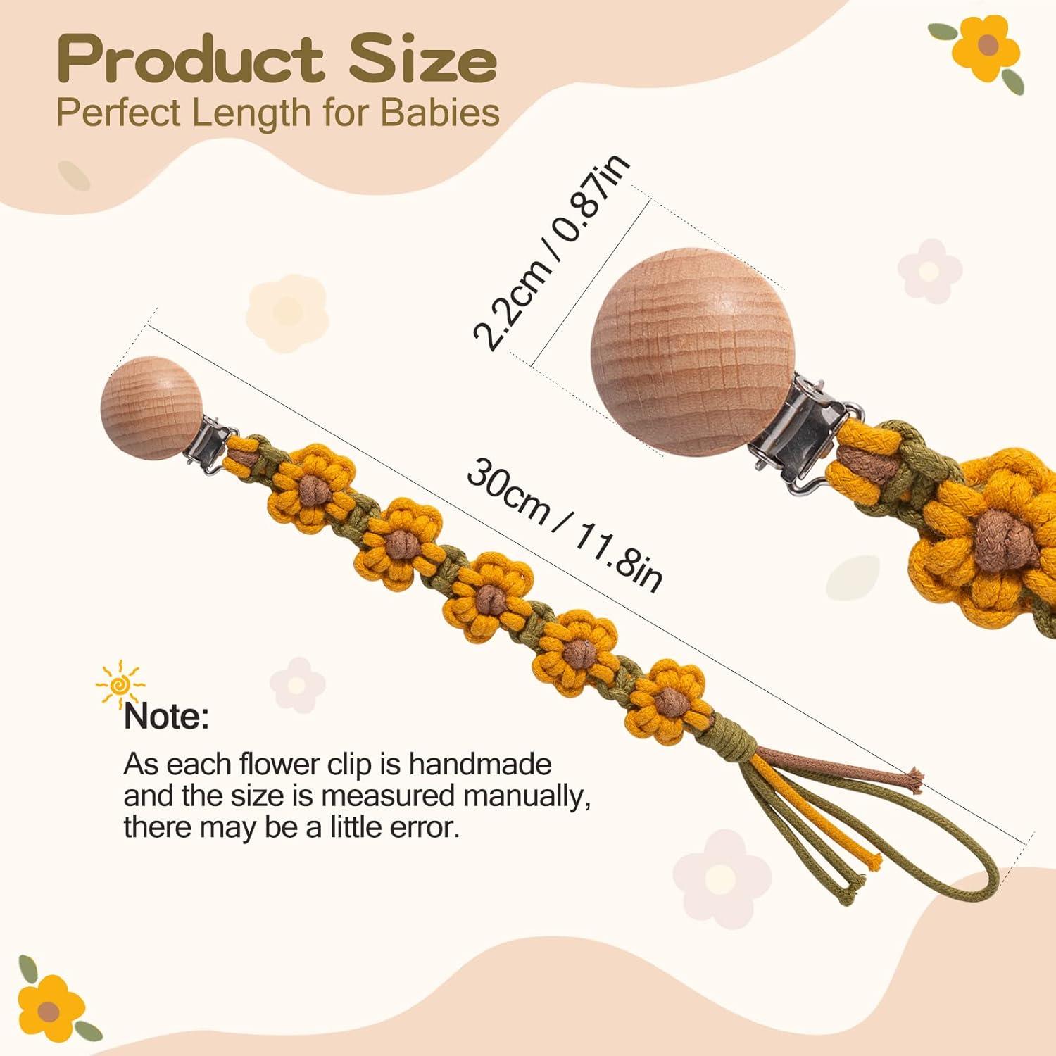 Clip de Chupete Floral Margarita Hecho a Mano Algodón Unisex